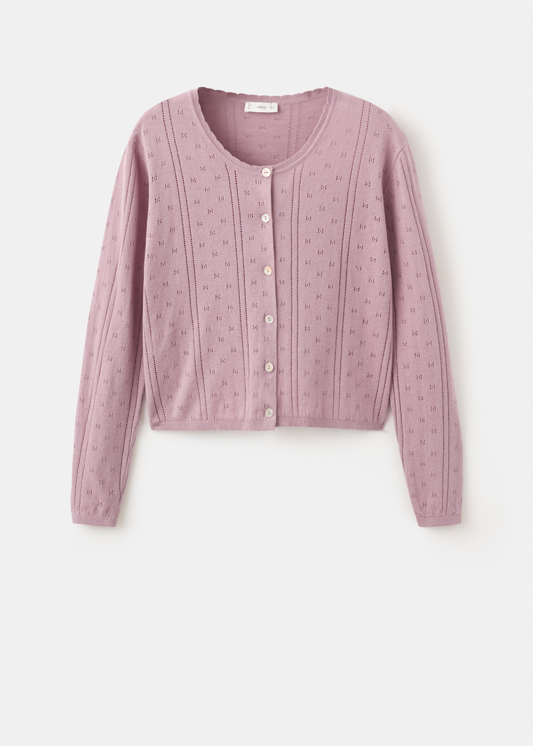 Openwork knit cardigan - Article without model, Pink. Ref: 27064770-00.