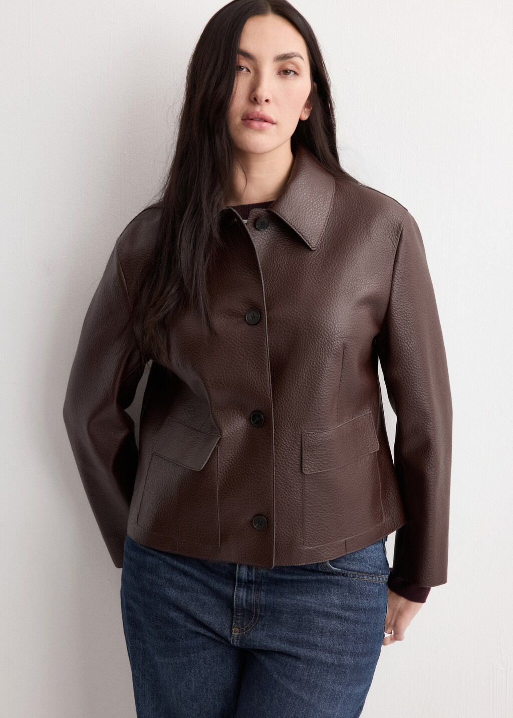 Mango Faux-leather jacket with pockets