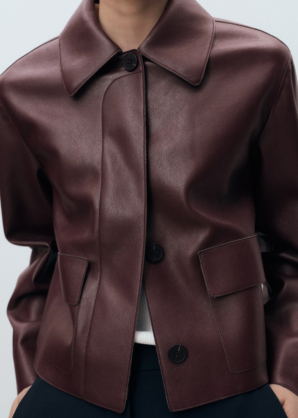 Mango Faux-leather jacket with pockets
