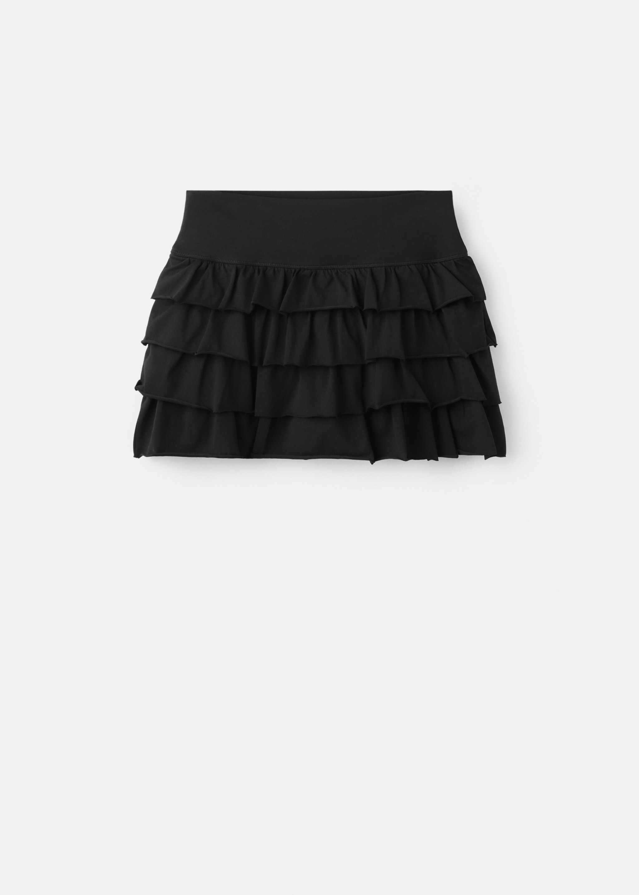Jupe courte à volants - Article sans modèle, Noir. Ref: 27064777-00.