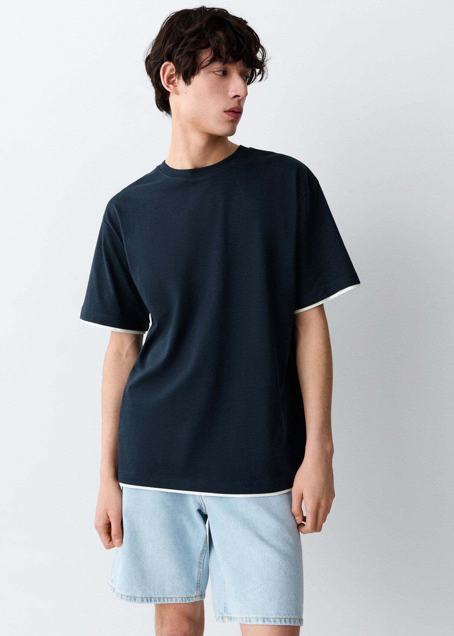 Two-tone short-sleeved T-shirt - Medium plane