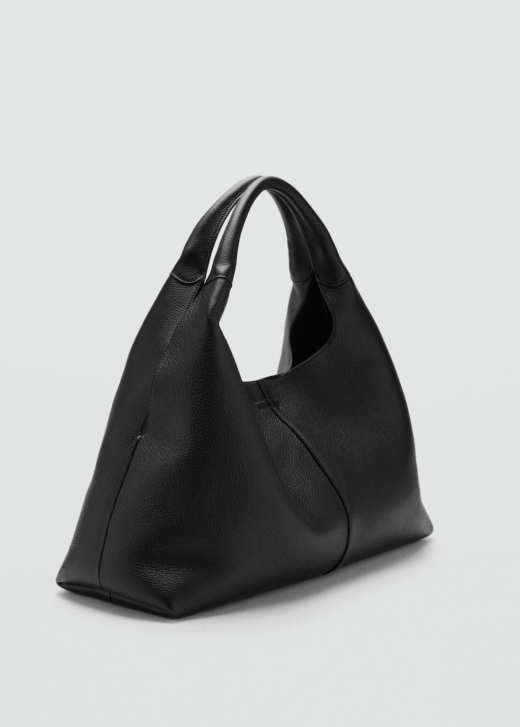 Leather shoulder bag with stitching - image 3