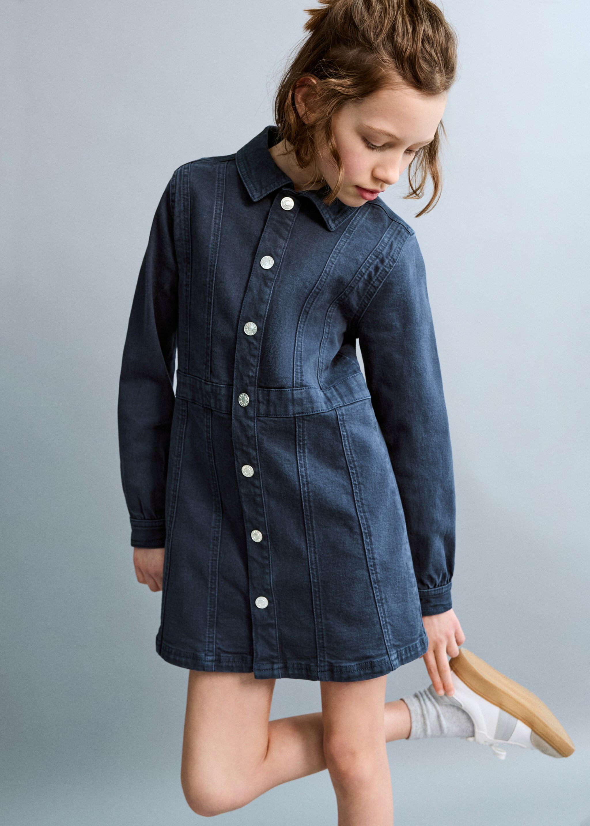 Robe courte en jean - Plan moyen, Bleu marine. Ref: 27065147-00.