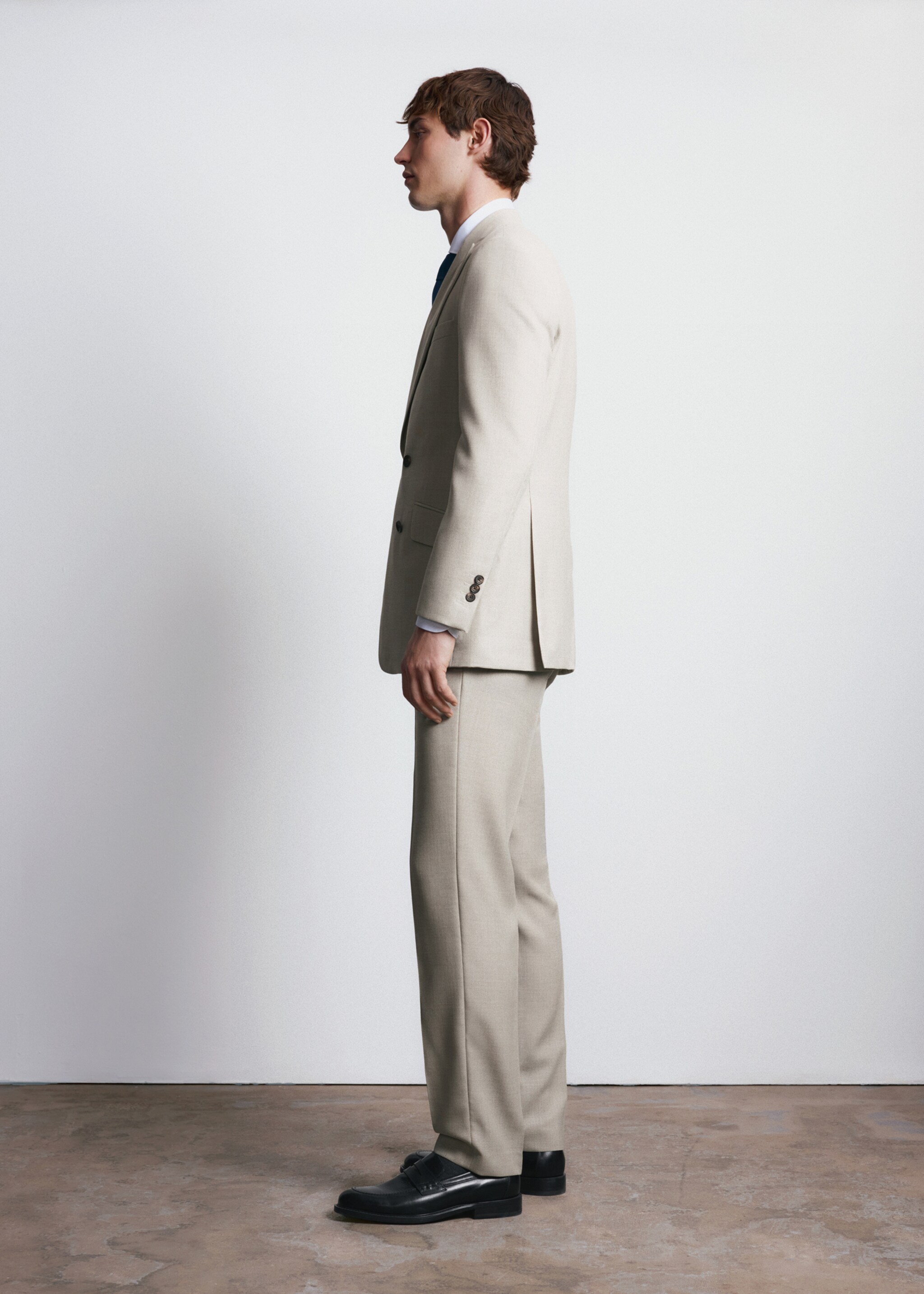 Slim fit trousers 100% wool Vitale Barberis Canonico® - Details of the article 4, Beige. Ref: 27065148-00.