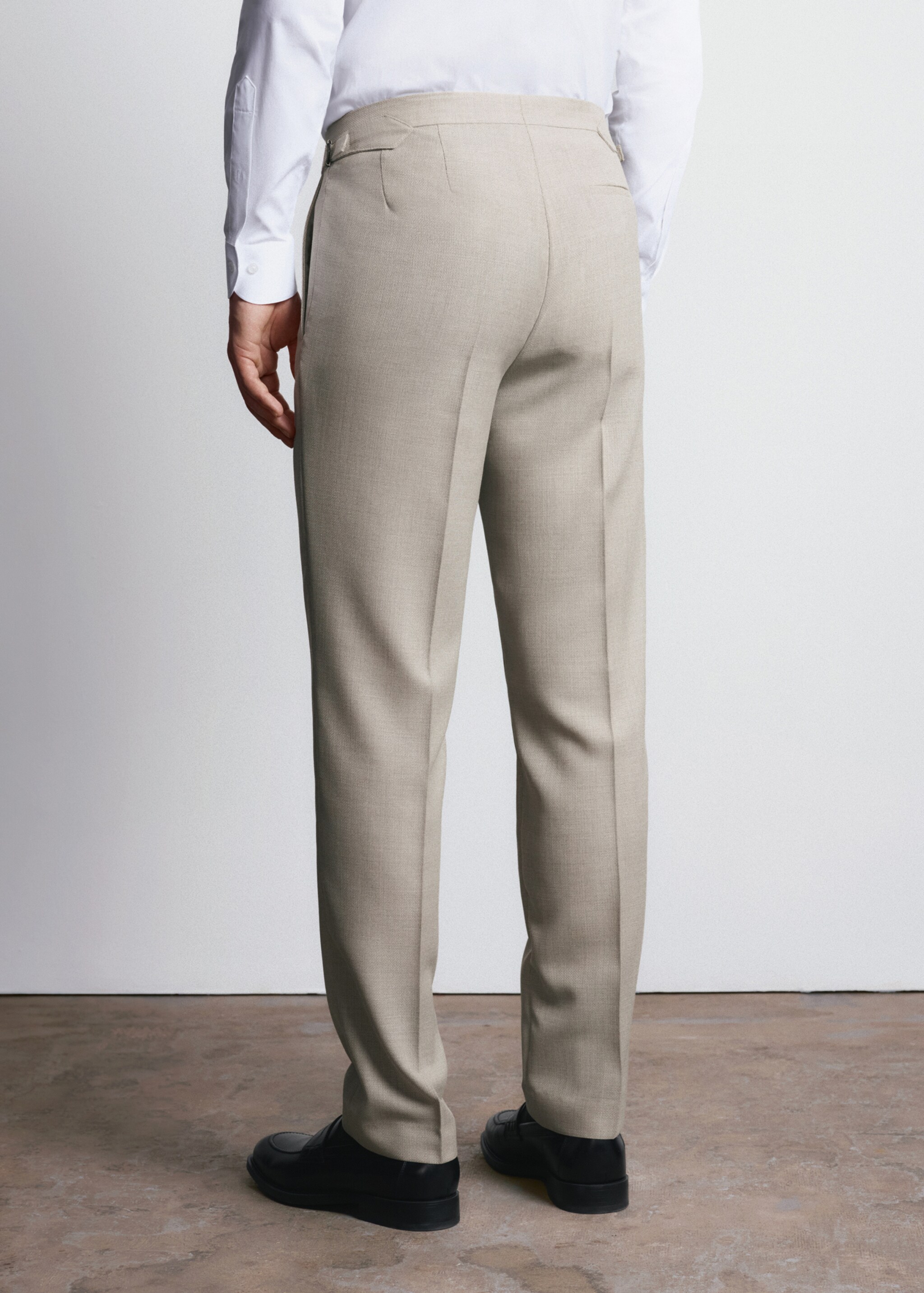 Slim fit trousers 100% wool Vitale Barberis Canonico® - Reverse of the article, Beige. Ref: 27065148-00.