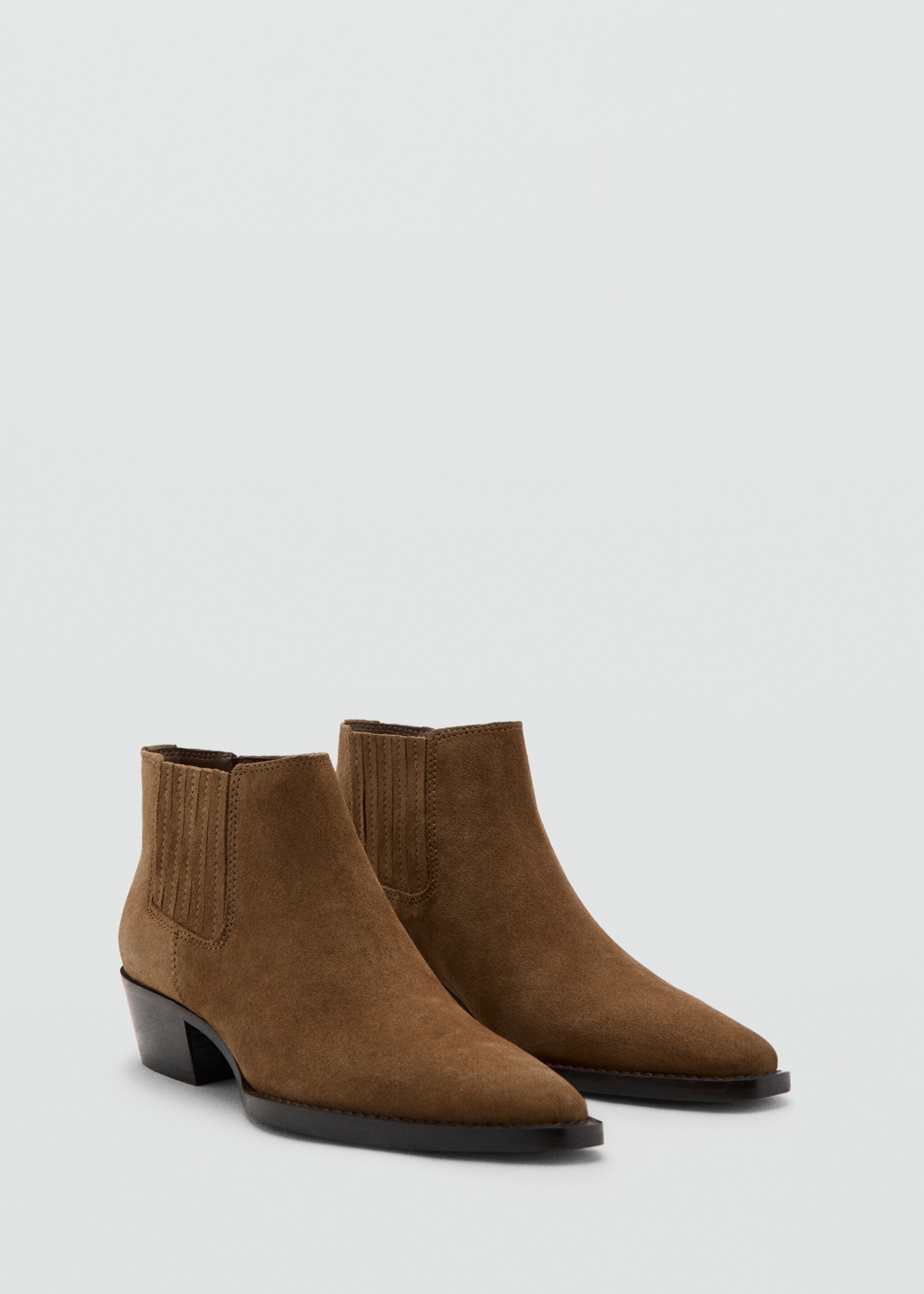 Suede block-heel boots - Medium plane, Tobacco Brown. Ref: 27065159-00.