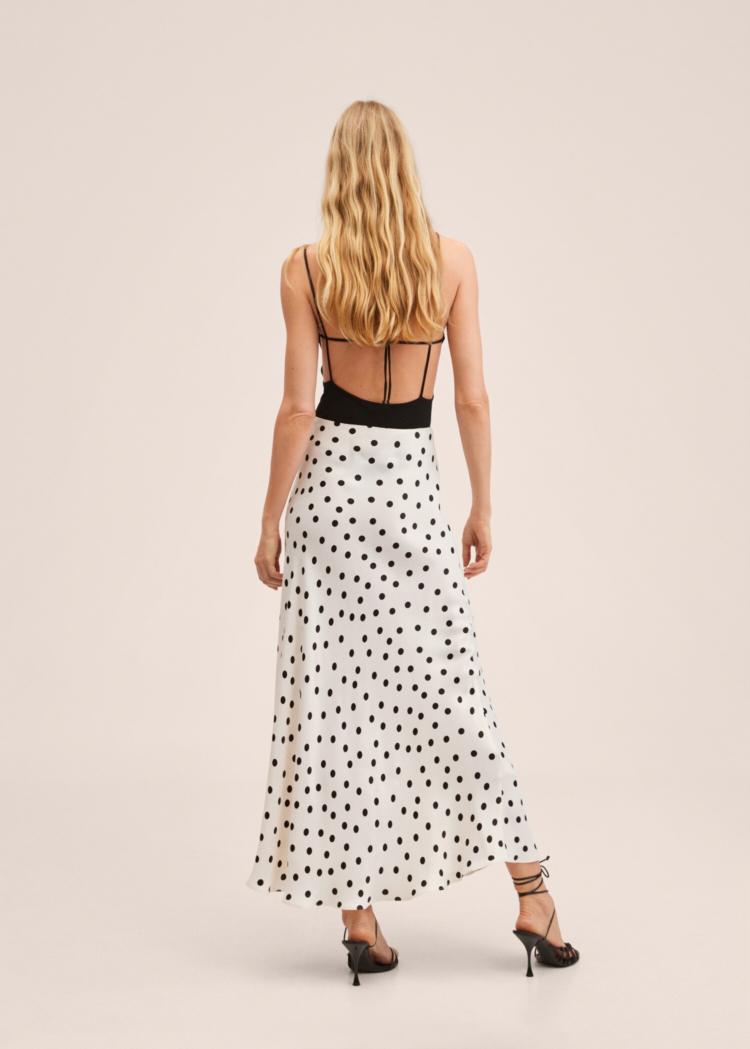 Satin polka-dot skirt - Reverse of the article