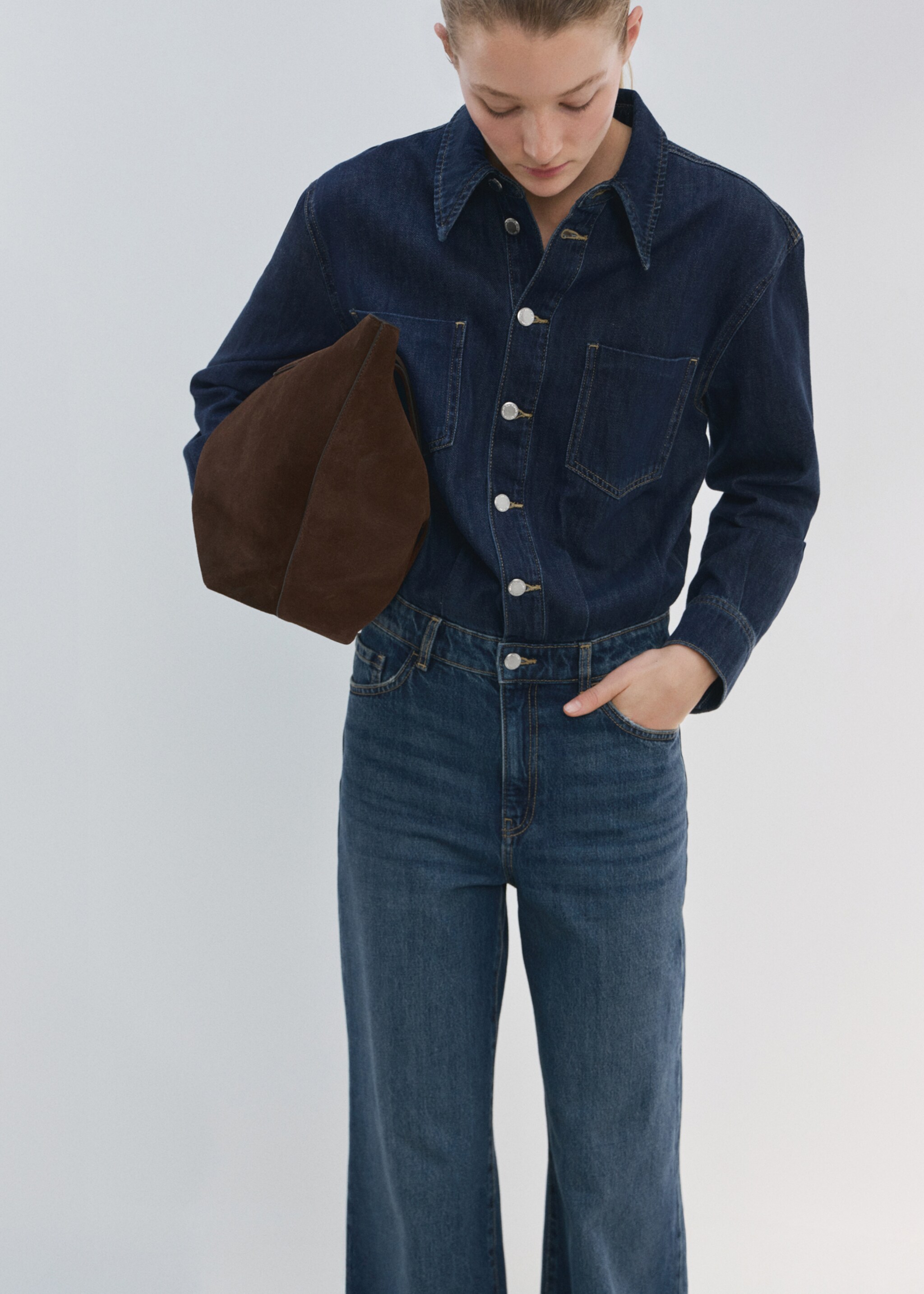 Denim jumpsuit met knopen - Detail van het artikel 1, Donkerblauw. Ref: 27065812-00.