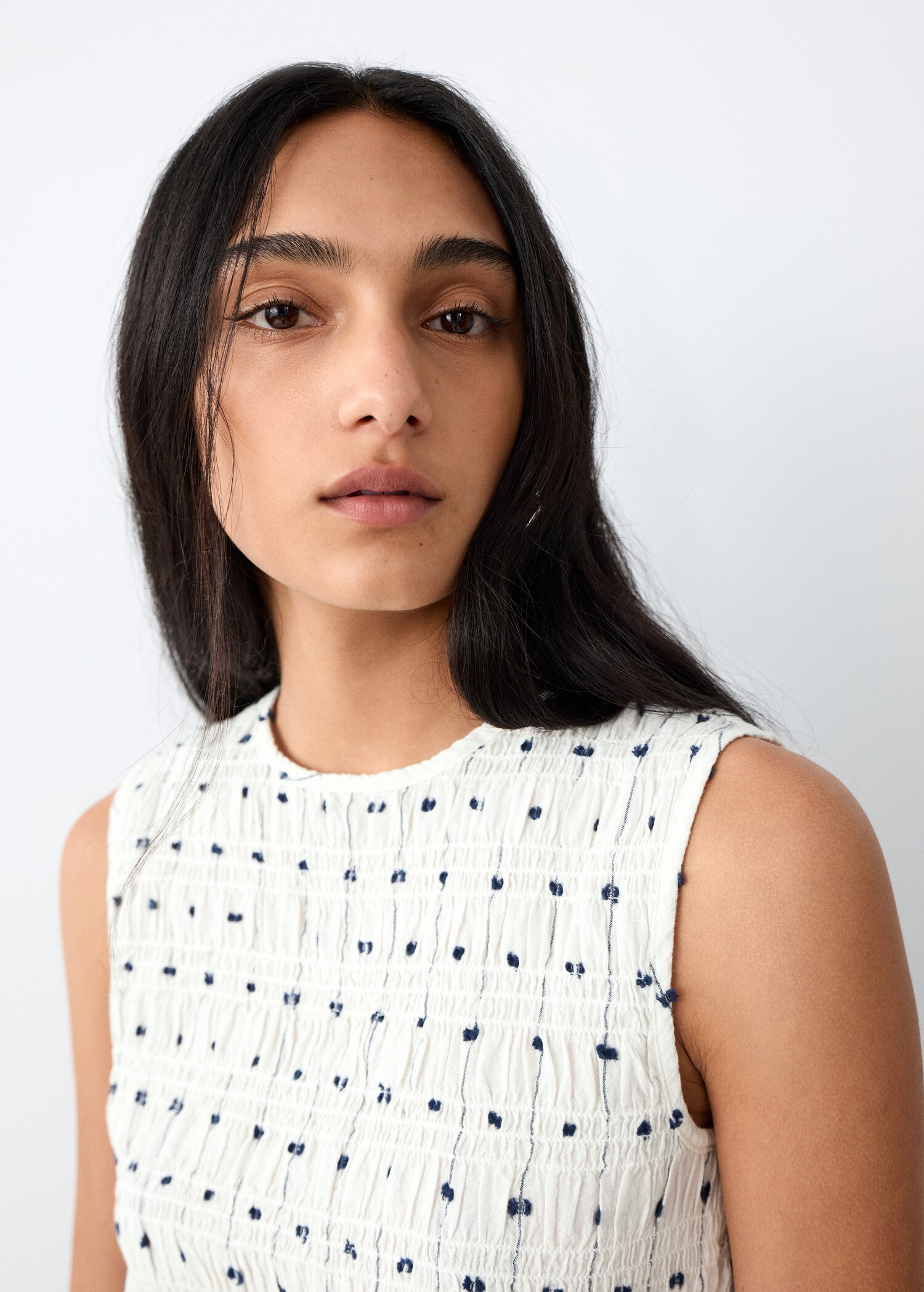 Embroidered ruched top - Details of the article 1