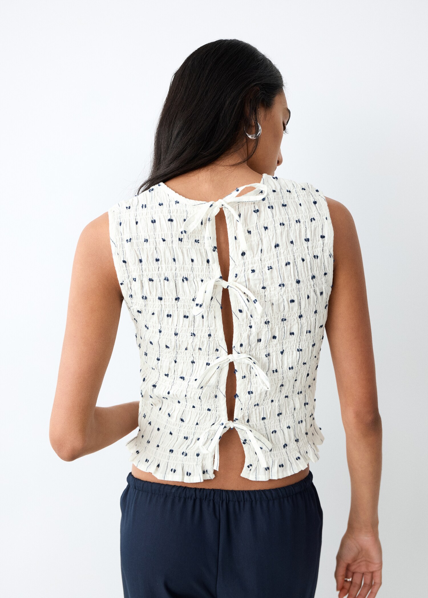 Embroidered ruched top - Reverse of the article