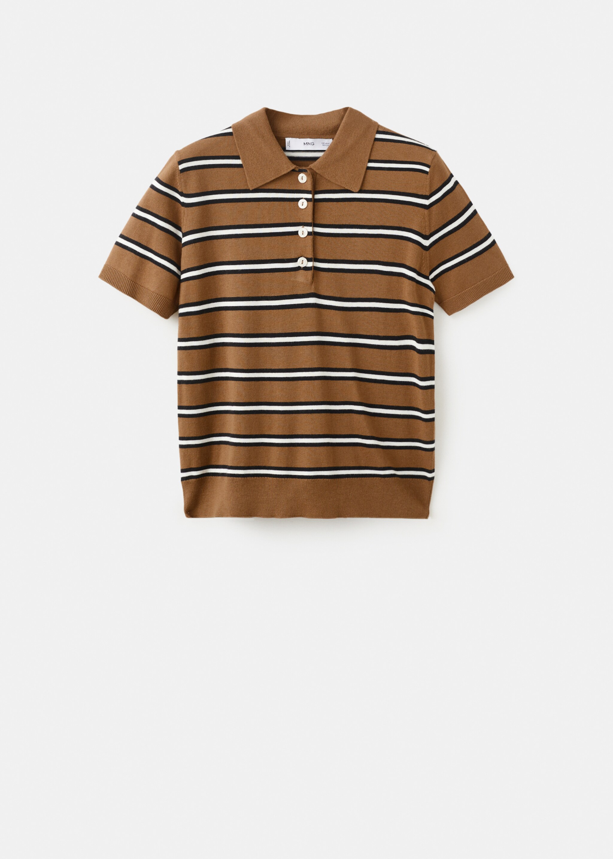 Striped polo-neck sweater - Article without model, Caramel. Ref: 27065818-00.