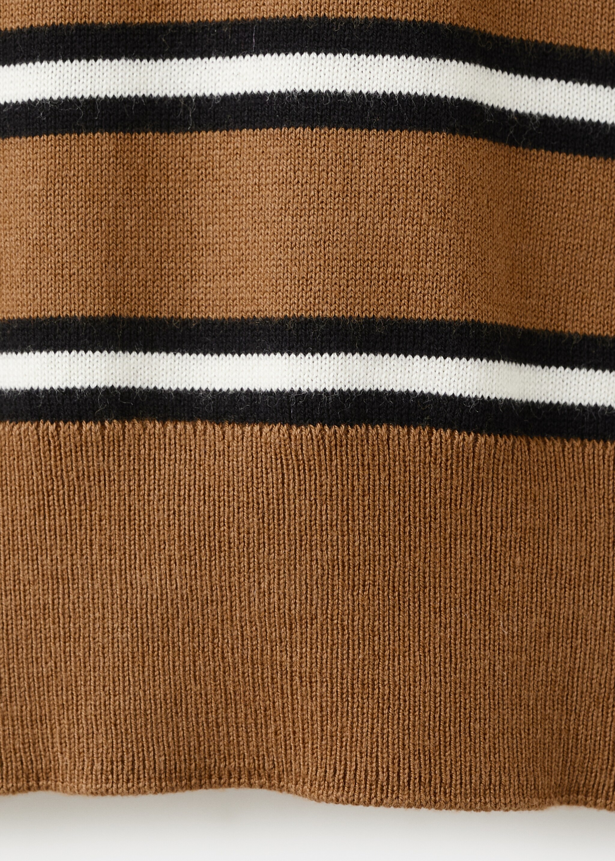 Striped polo-neck sweater - Details of the article 0, Caramel. Ref: 27065818-00.