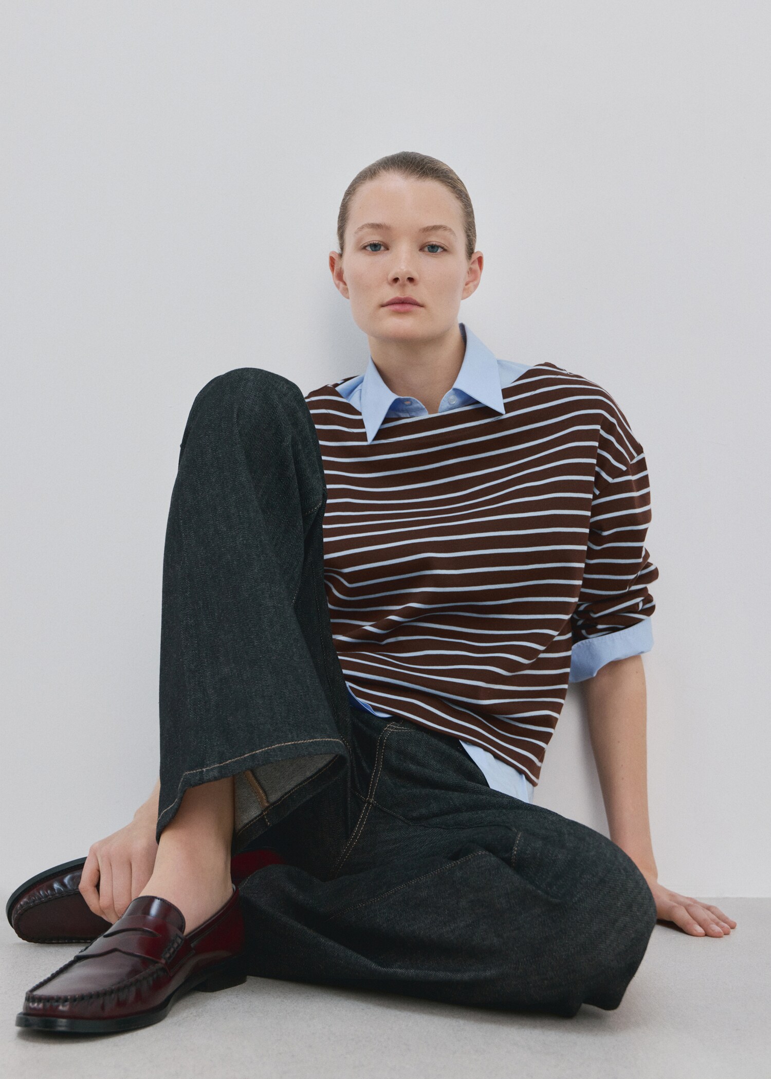 Striped boat neck sweatshirt - Medium plane