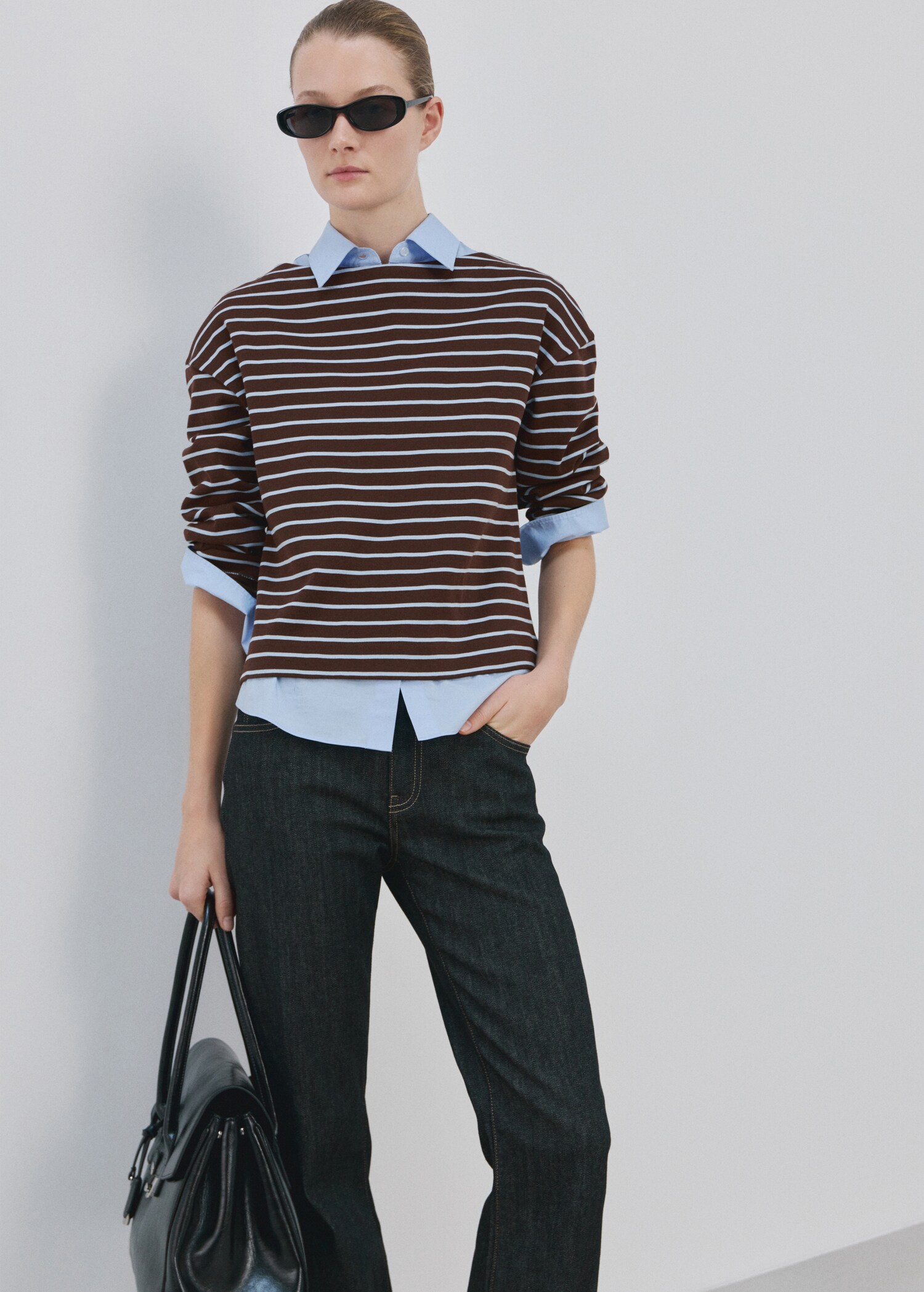 Striped boat neck sweatshirt - Details of the article 2