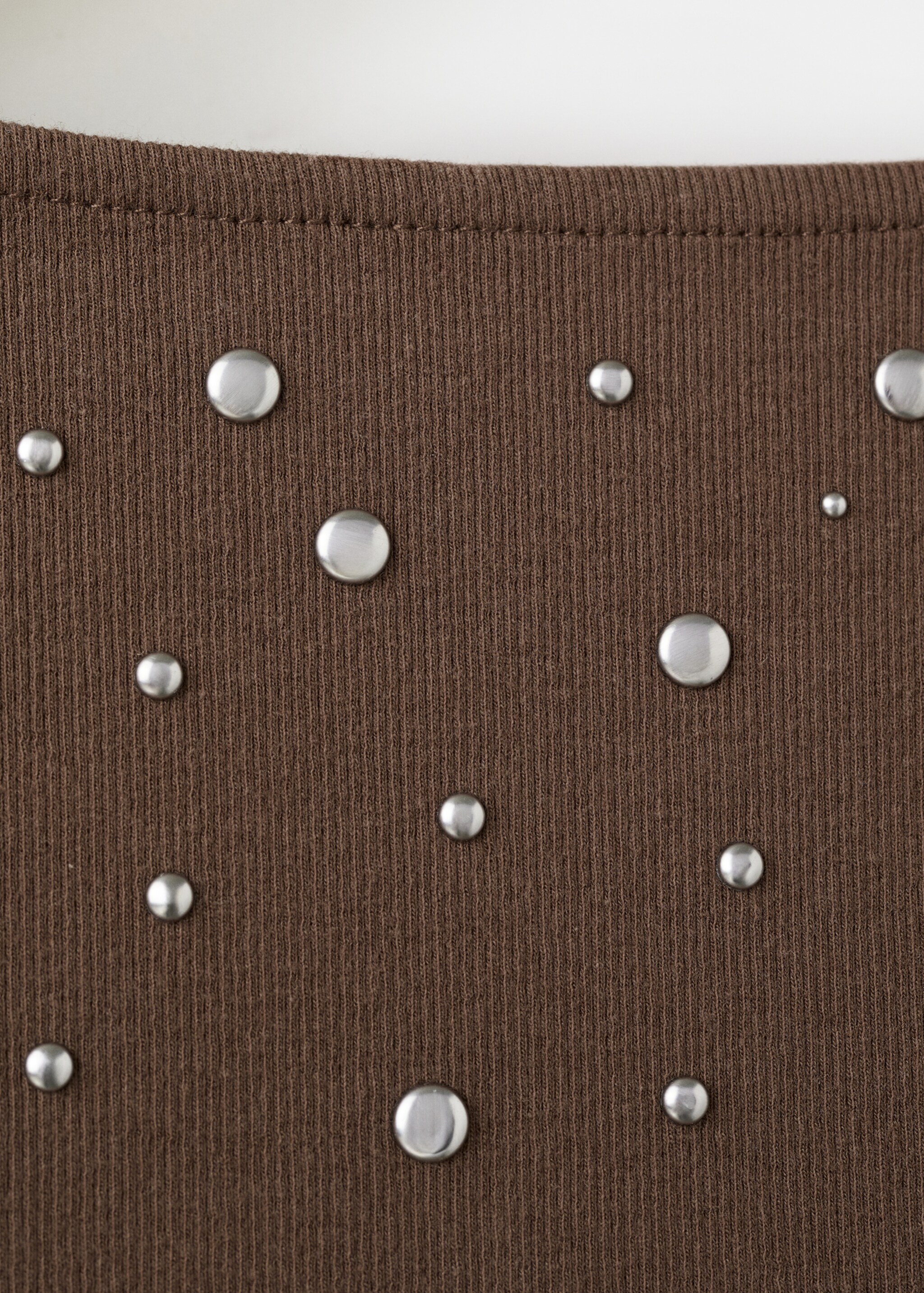 코튼 스터디드 탑 - 상품 내역: 0, 라이트/파스텔 브라운. Ref: 27065824-00.