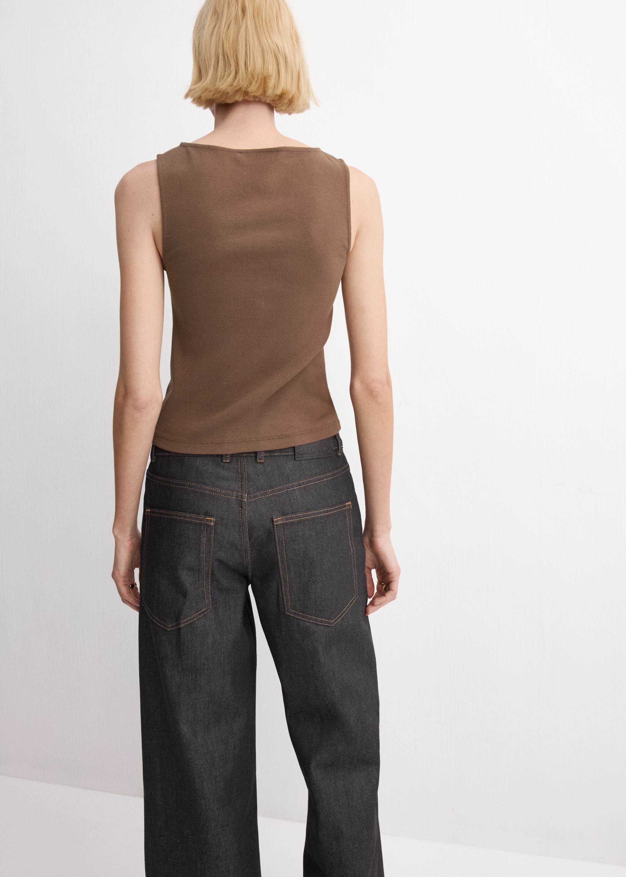 코튼 스터디드 탑 - 상품 반전:, 라이트/파스텔 브라운. Ref: 27065824-00.