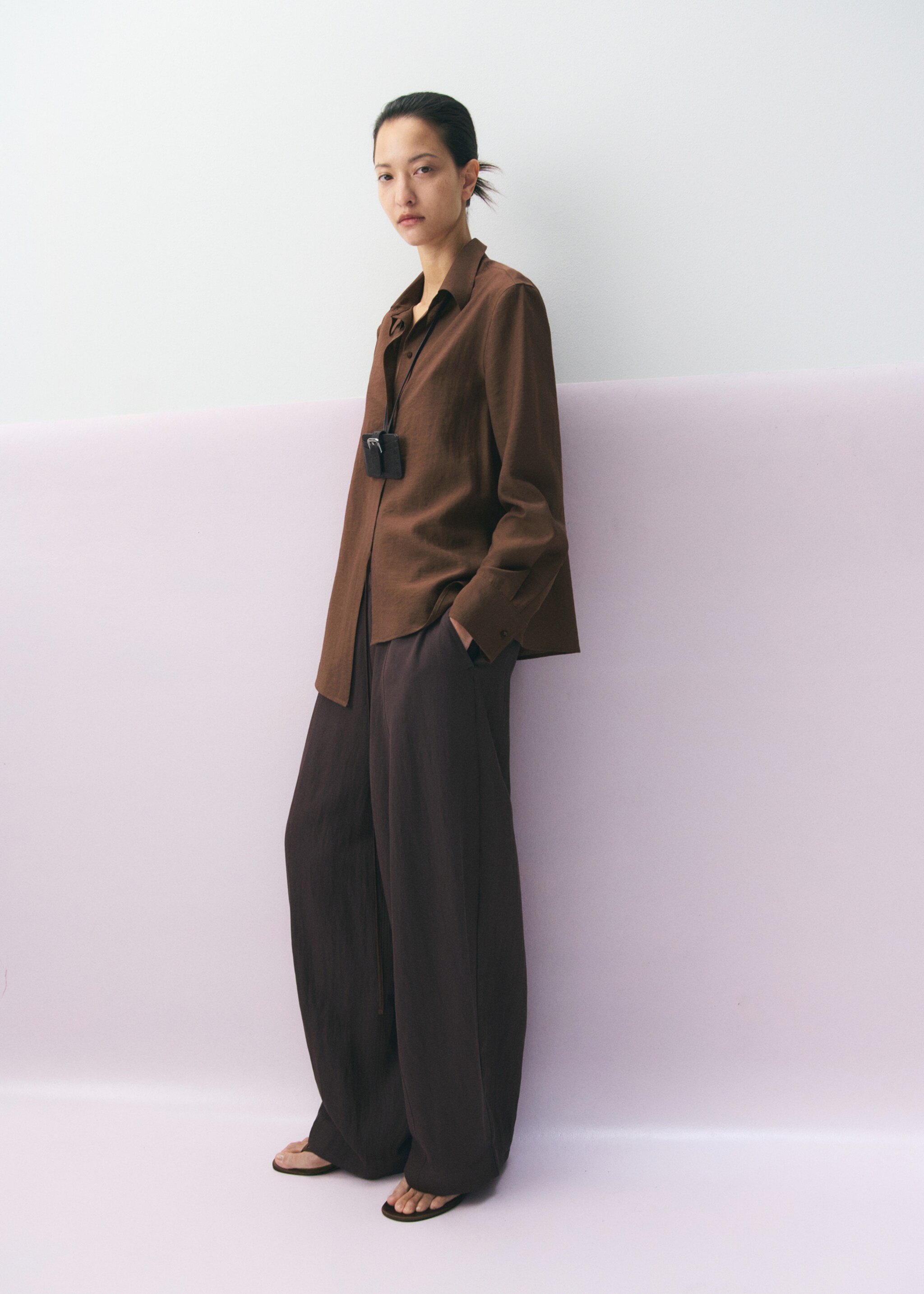 Chemise croisée nœud - Détail de l'article 1, Marron. Ref: 27065828-00.