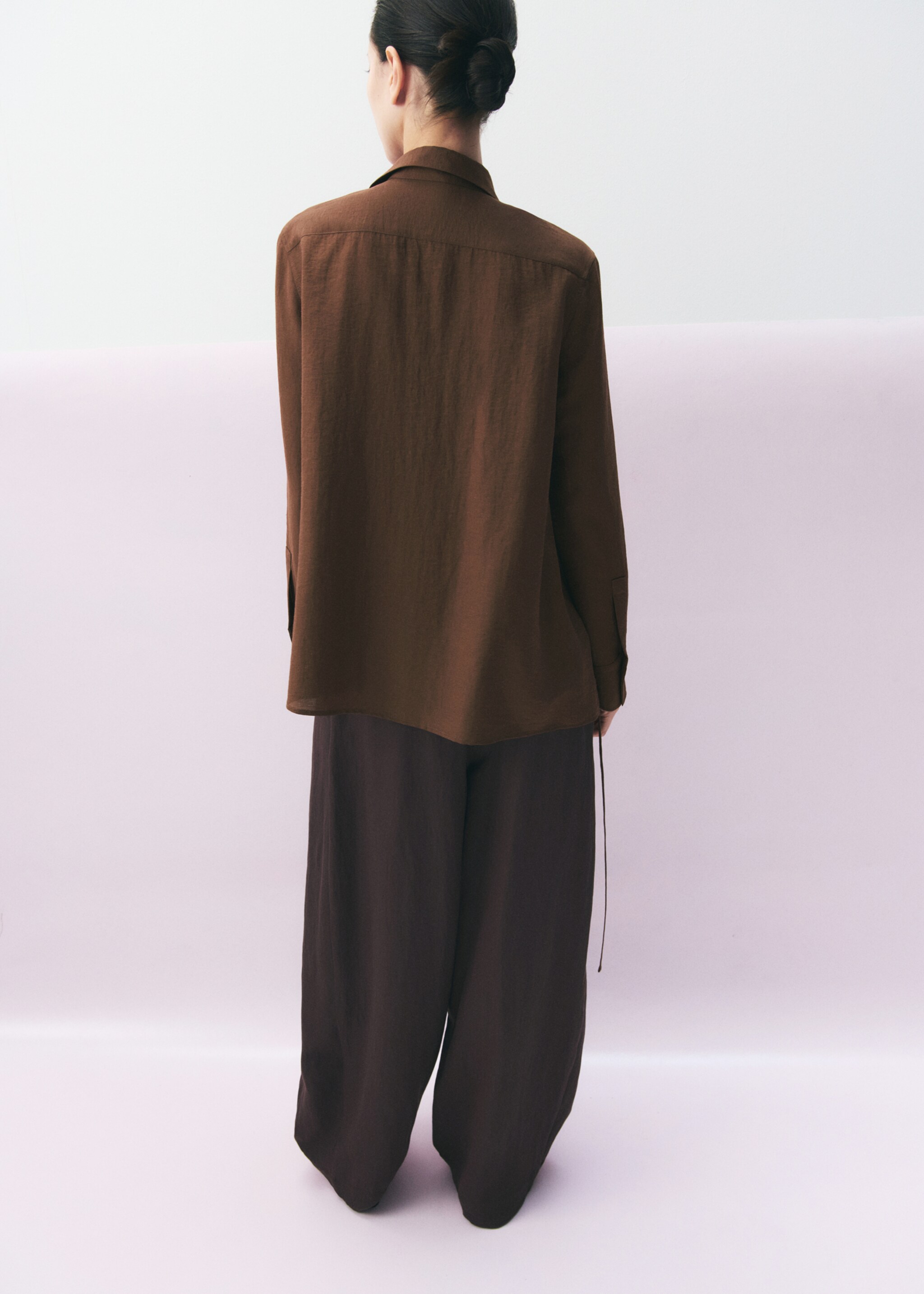 Chemise croisée nœud - Verso de l’article, Marron. Ref: 27065828-00.