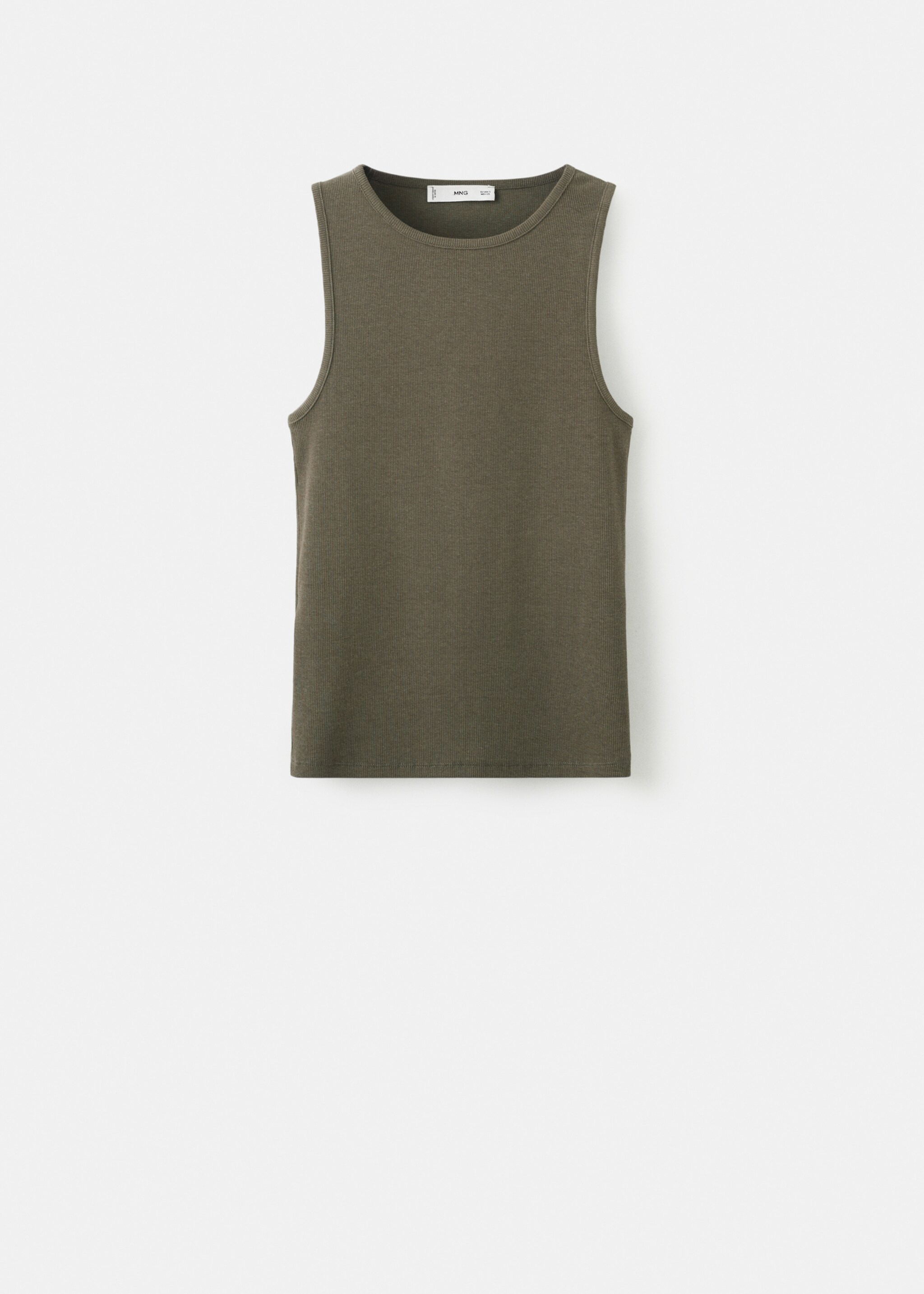 Ribbed cotton-blend top - Article without model, Khaki. Ref: 27065830-00.