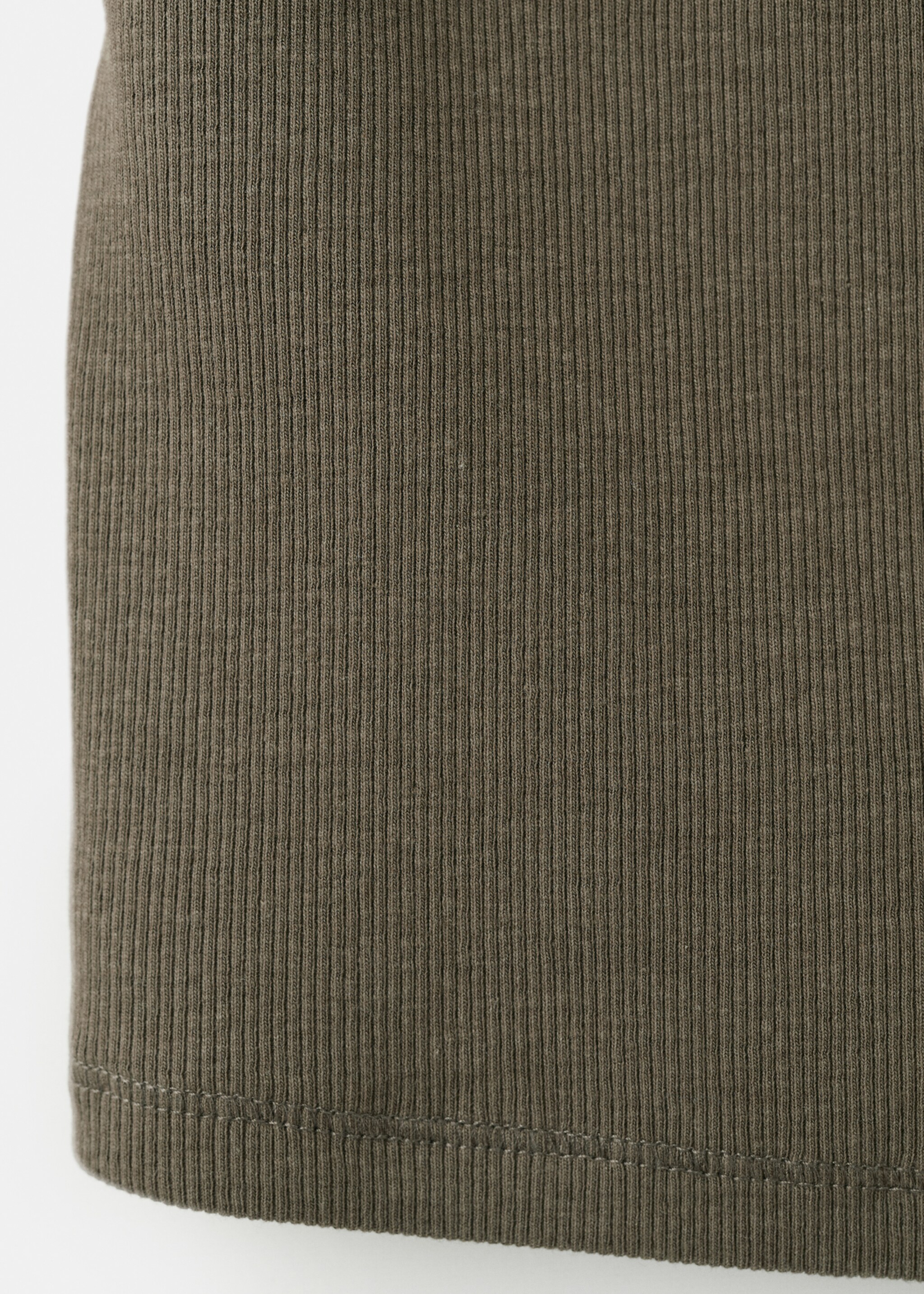 Ribbed cotton-blend top - Details of the article 8, Khaki. Ref: 27065830-00.