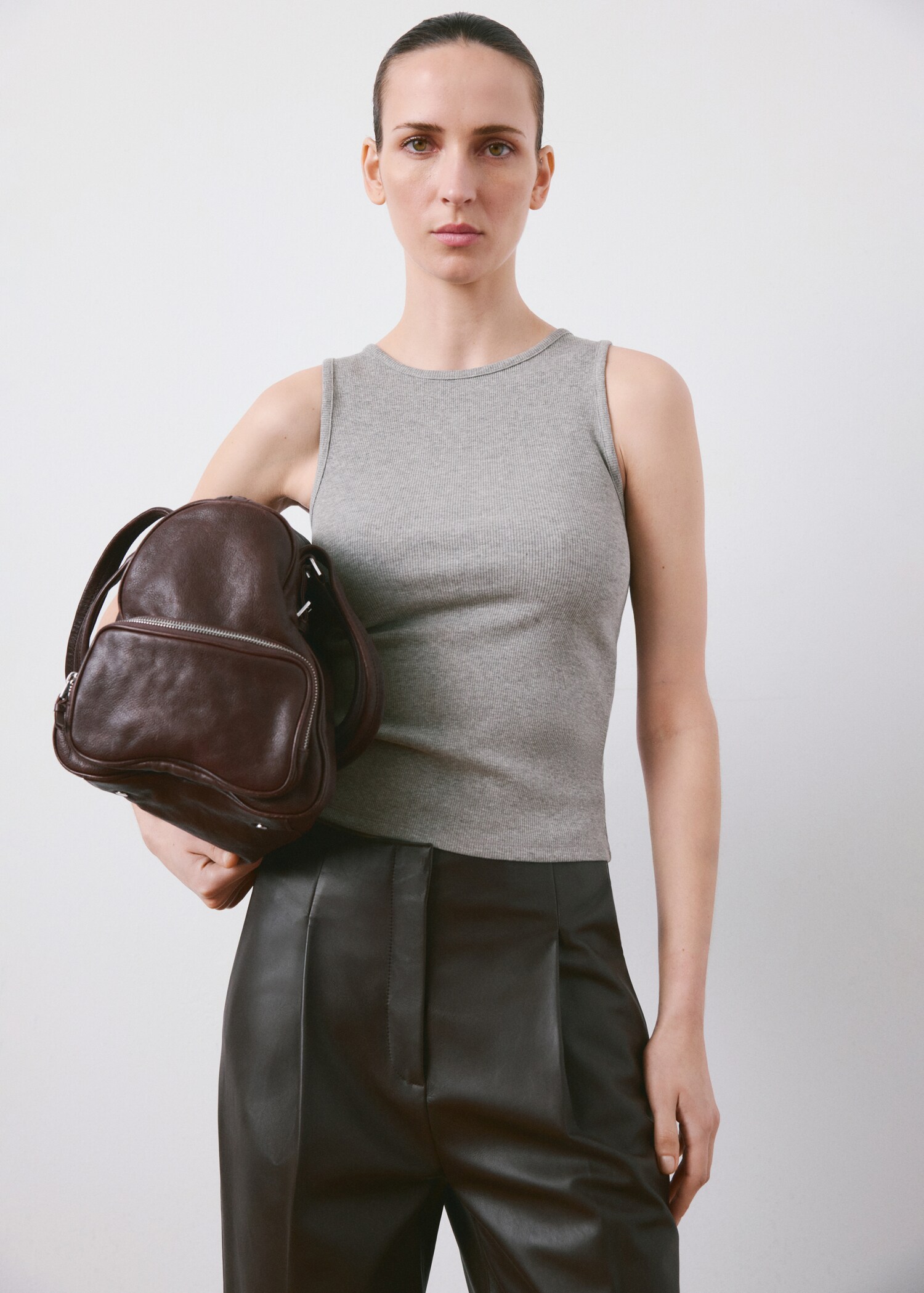 Top canalé algodón - Plano medio