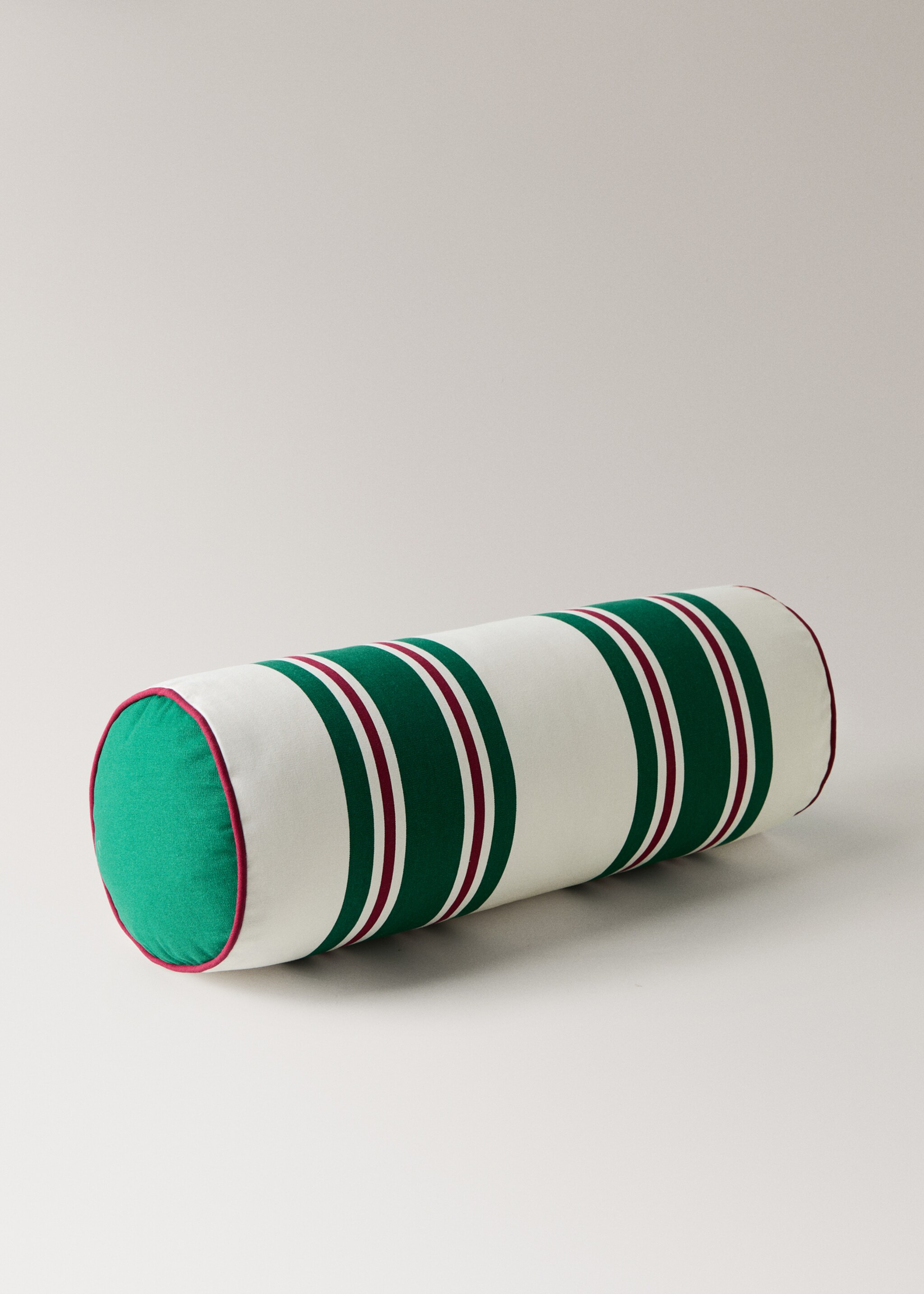Waterproof striped bolster cushion 20x50 cm - Details of the article 1, Green. Ref: 27065832-00.