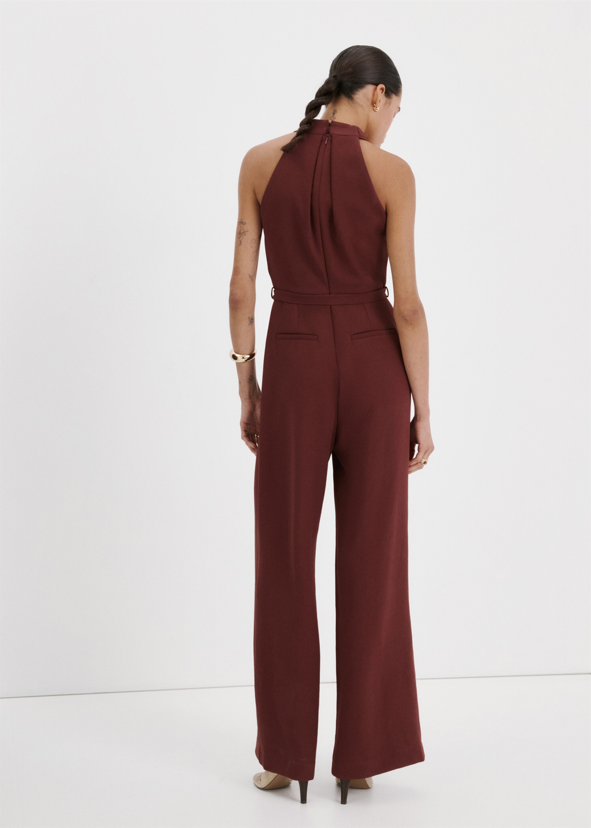 Belt wrap jumpsuit - Reverse of the article, Maroon. Ref: 27065833-00.