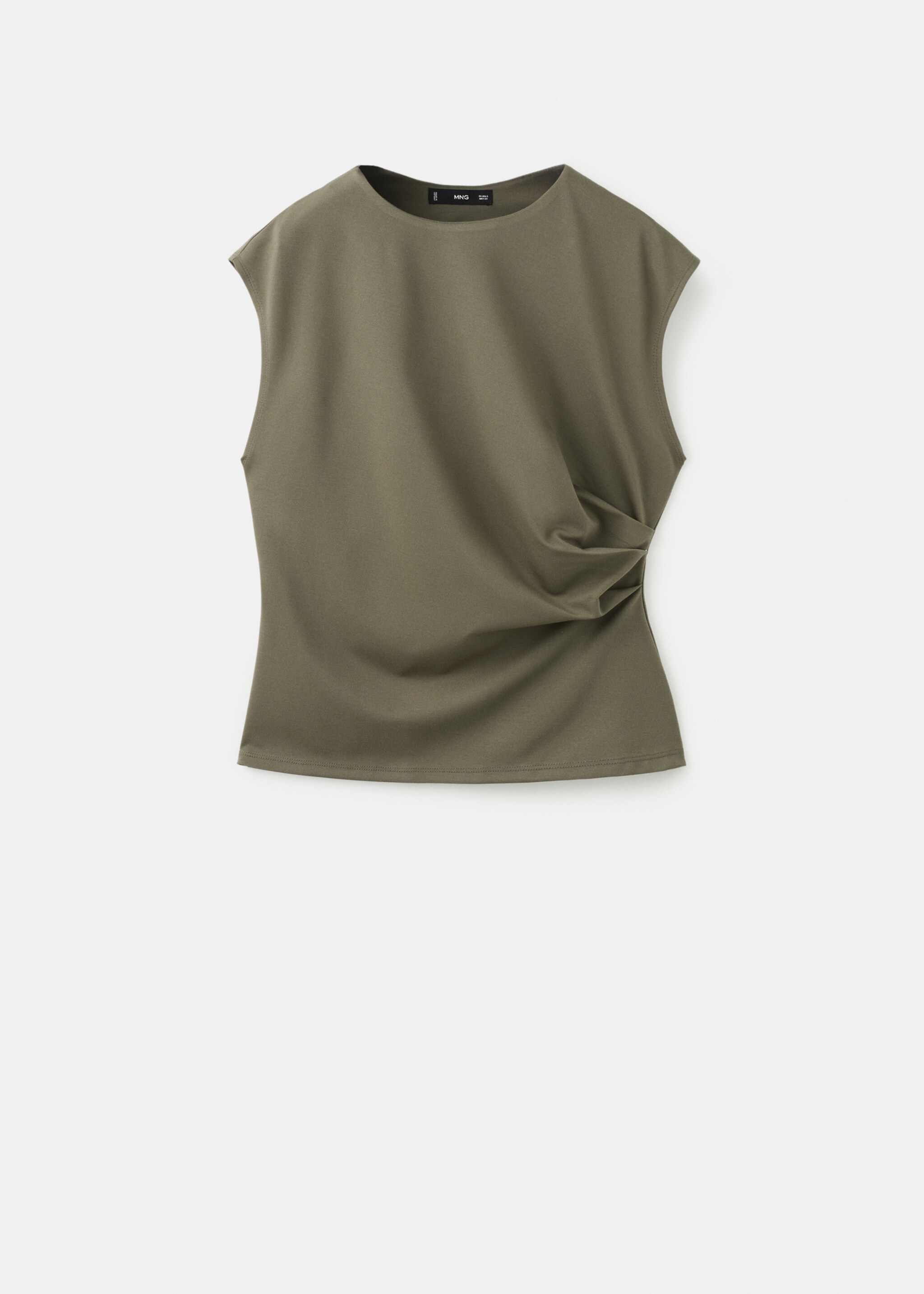 T-shirt with gathered details - Article without model, Khaki. Ref: 27065835-00.