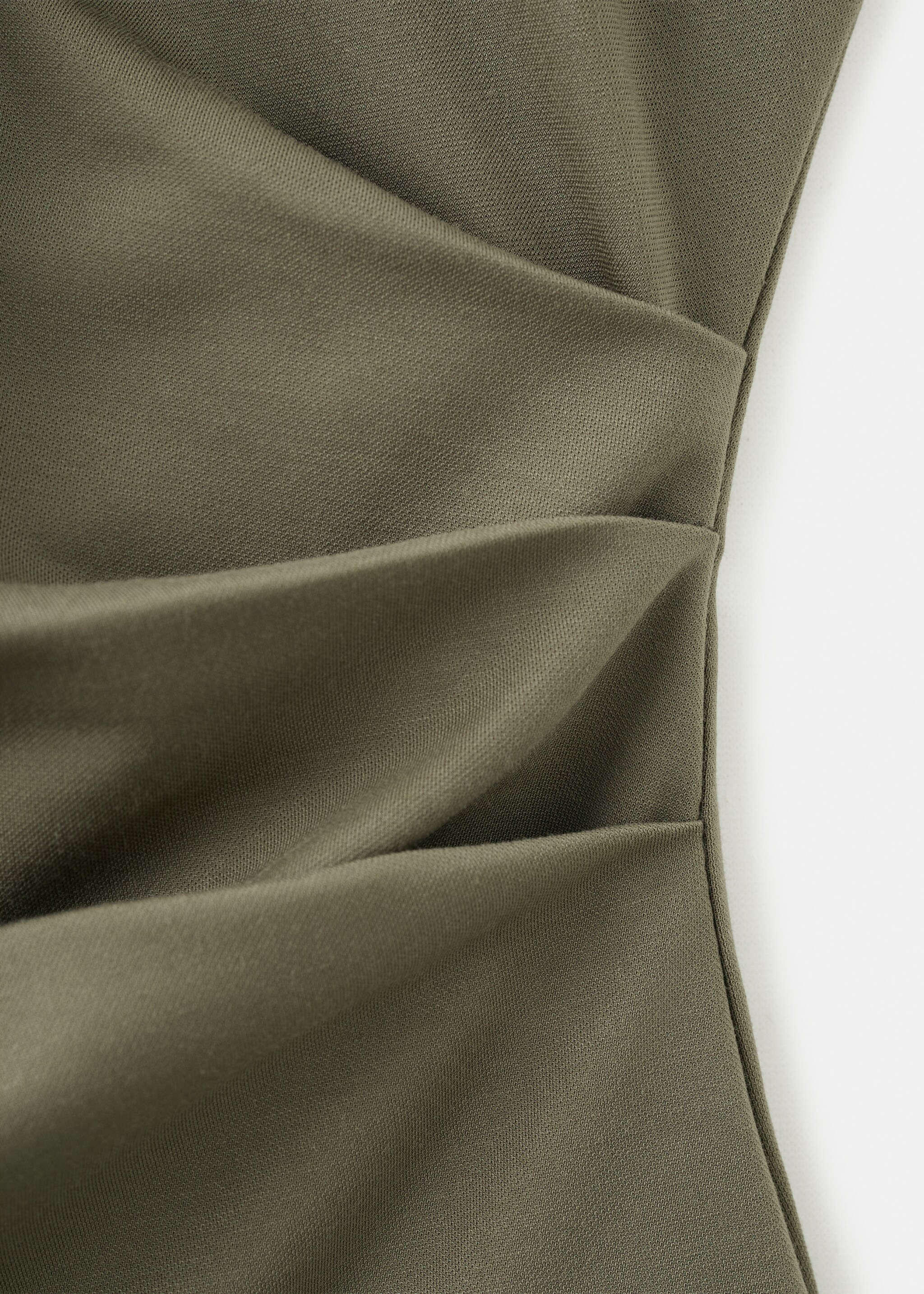 T-shirt with gathered details - Details of the article 8, Khaki. Ref: 27065835-00.