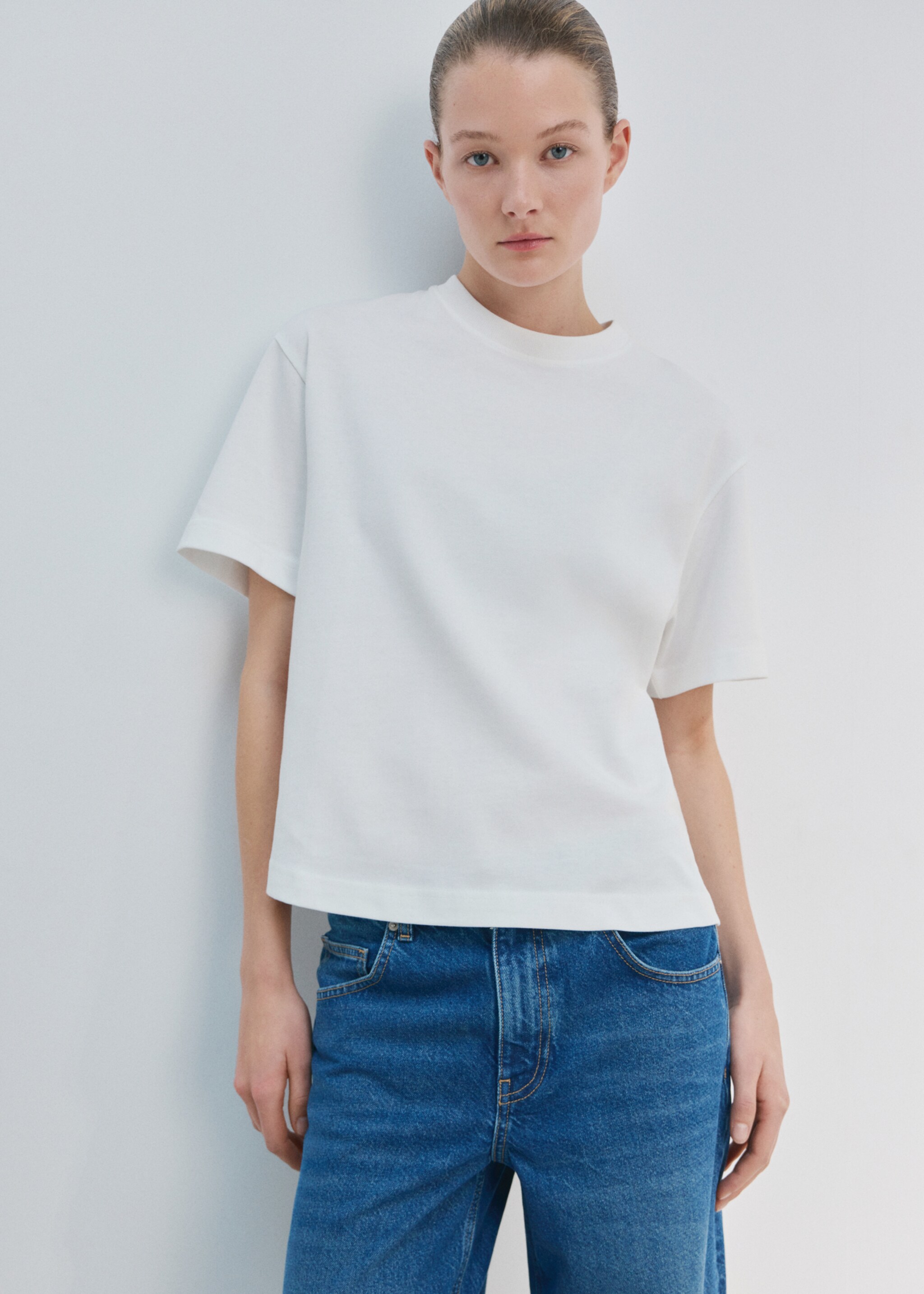 Oversized cotton t-shirt - Medium plane, White. Ref: 27065838-00.