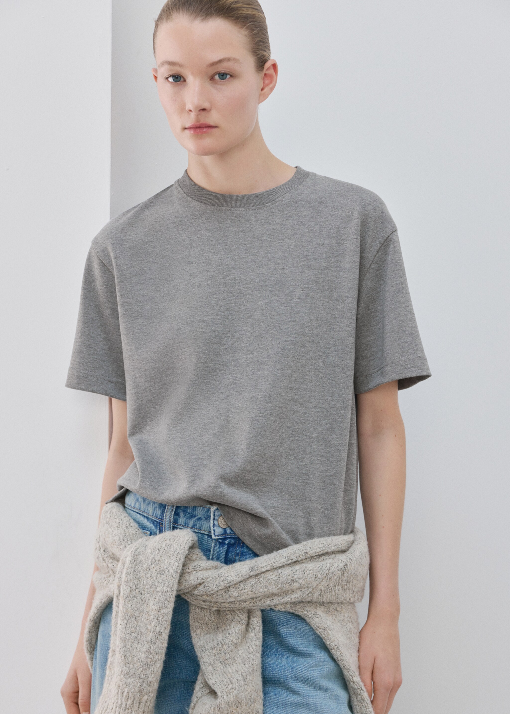 Oversized cotton t-shirt - Medium plane, Medium Heather Grey. Ref: 27065838-00.