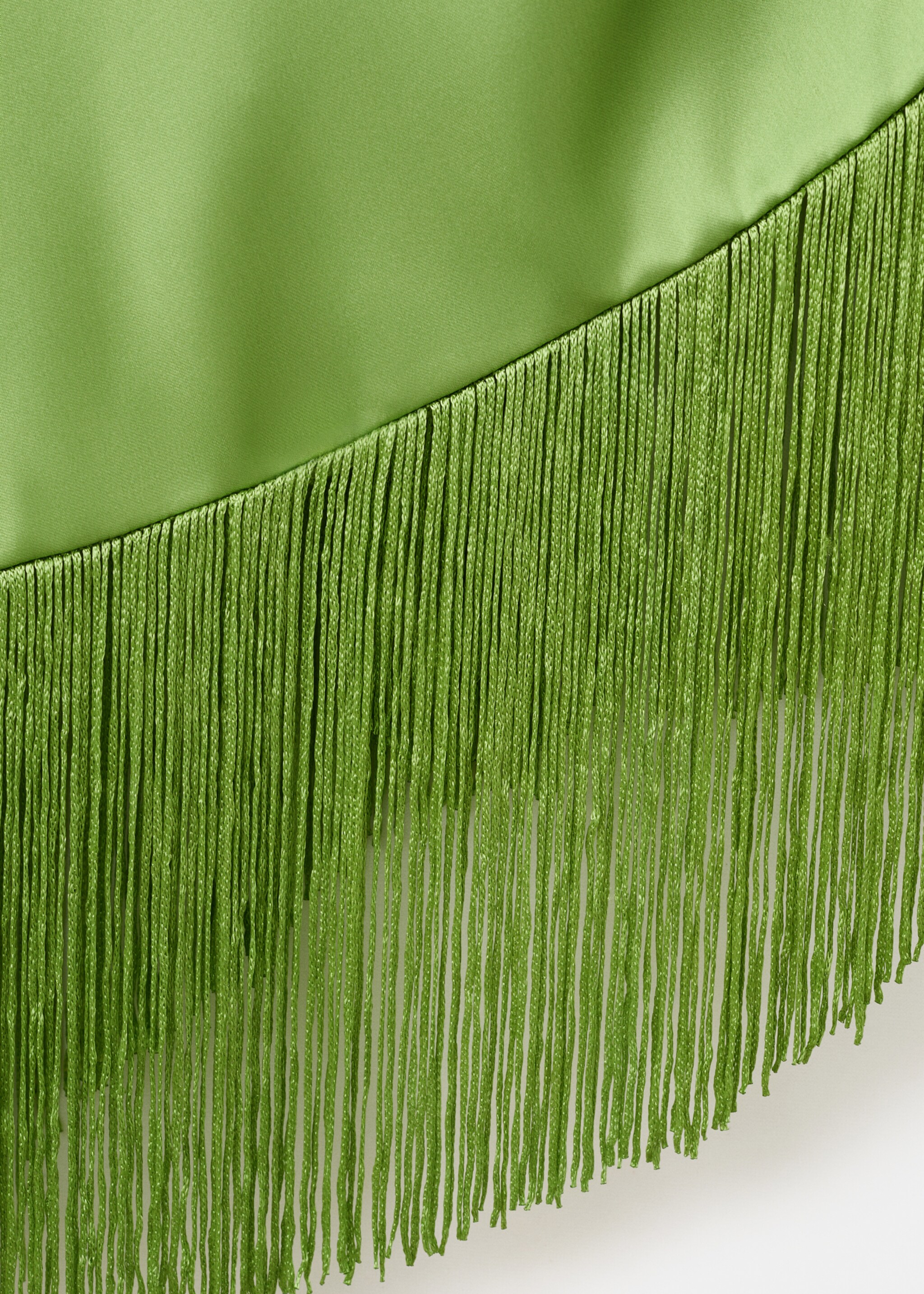 Asymmetric fringed blouse - Details of the article 0, Green. Ref: 27065839-00.