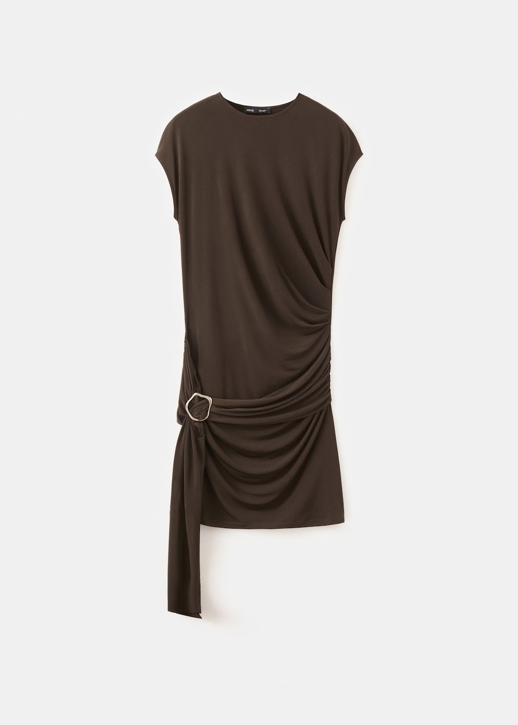 Ruched bodice dress with brooch - image 2