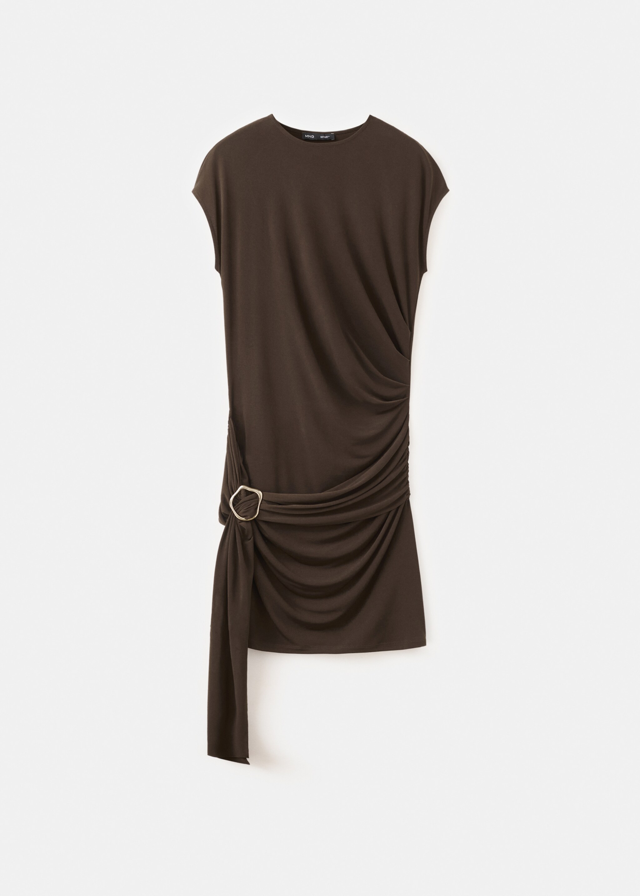 Robe broche corps froncé - Article sans modèle, Marron. Ref: 27065843-00.