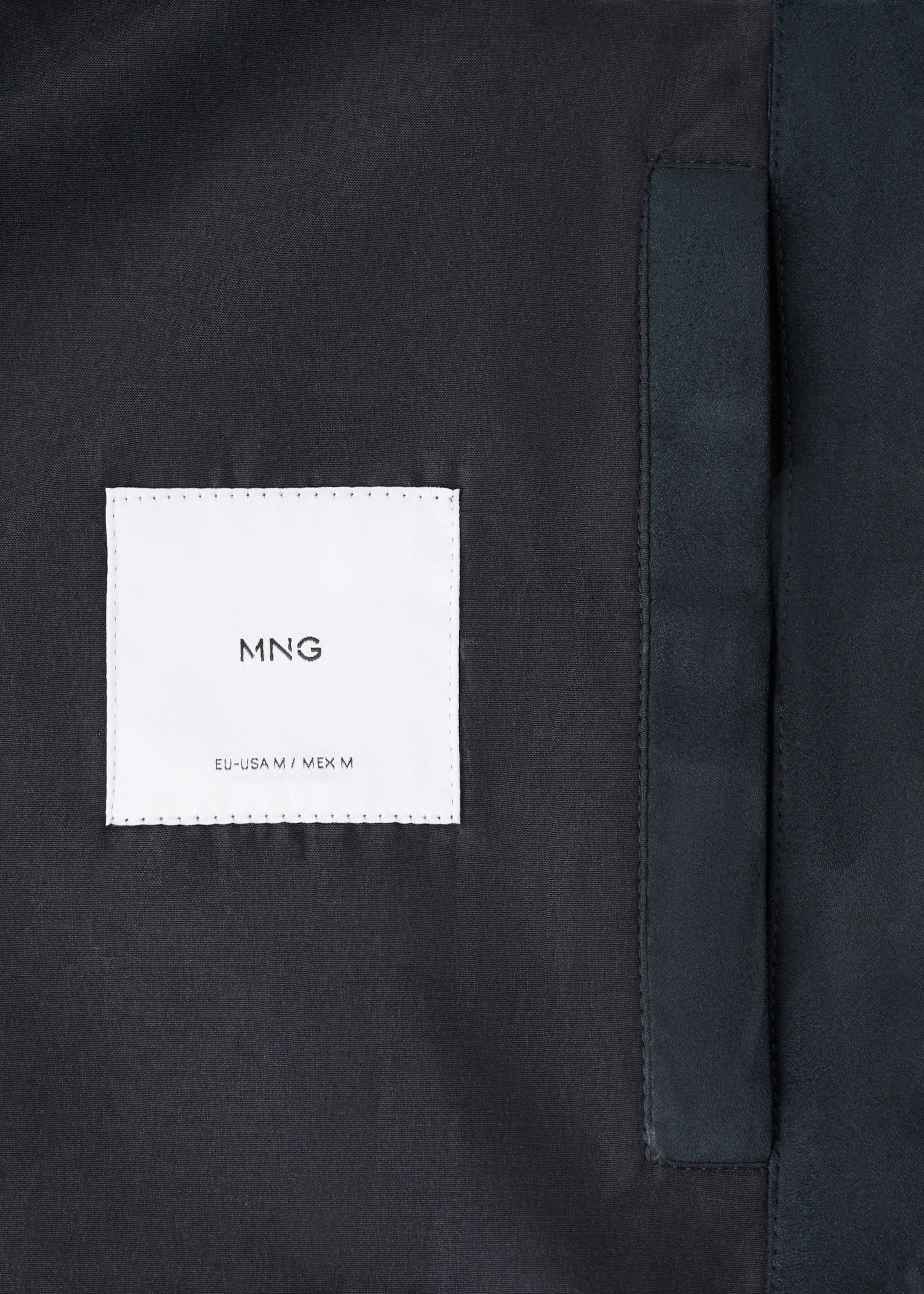 Suede effect jacket - Details of the article 0, Navy. Ref: 27065928-00.