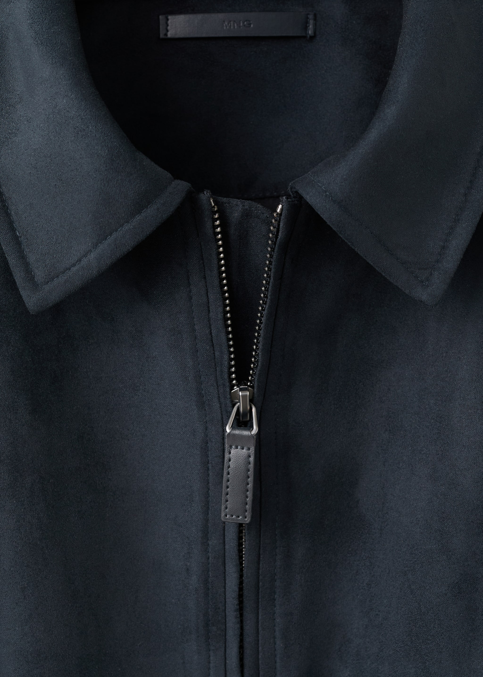 Suede effect jacket - Details of the article 8, Navy. Ref: 27065928-00.