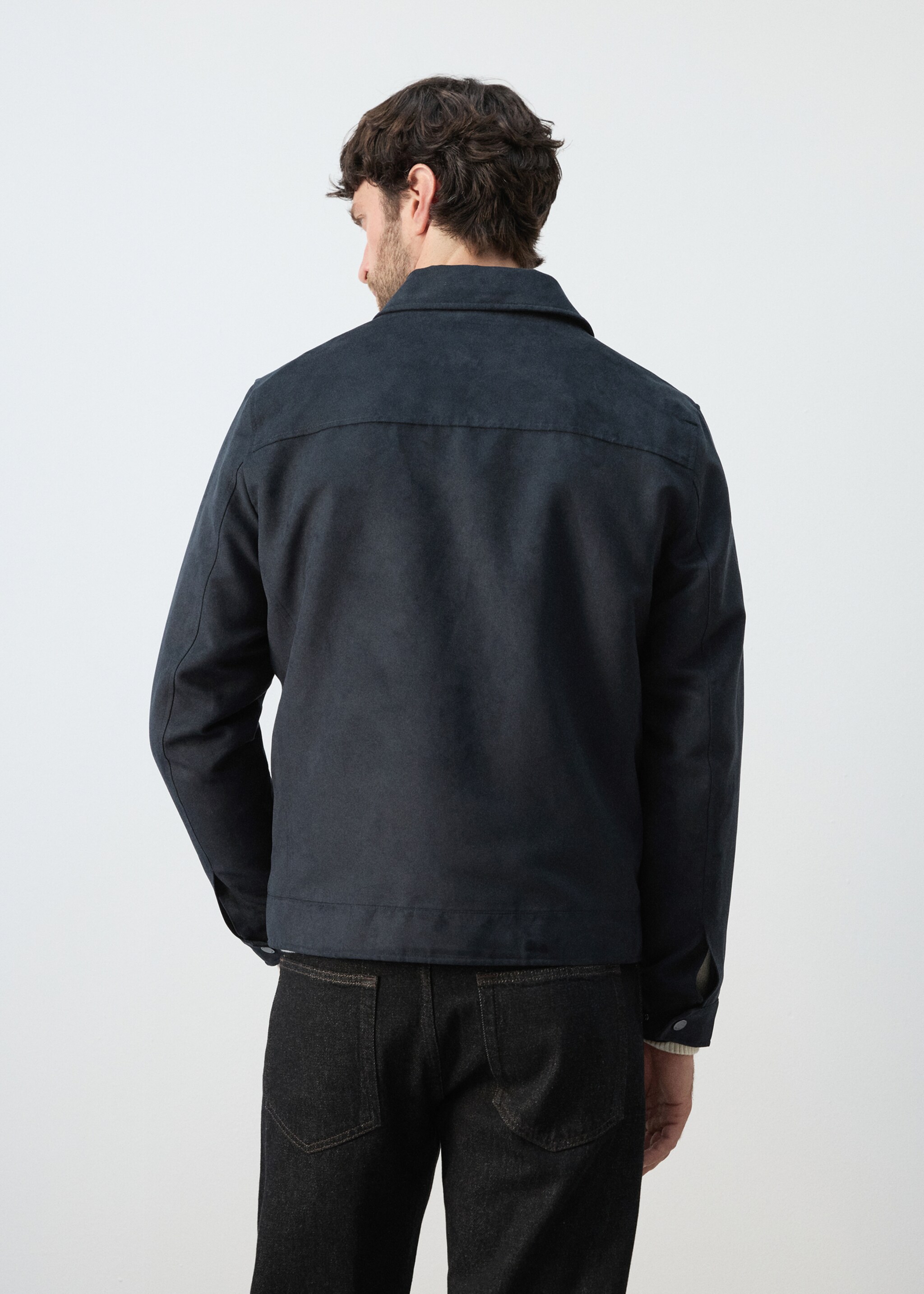 Suede effect jacket - Reverse of the article, Navy. Ref: 27065928-00.