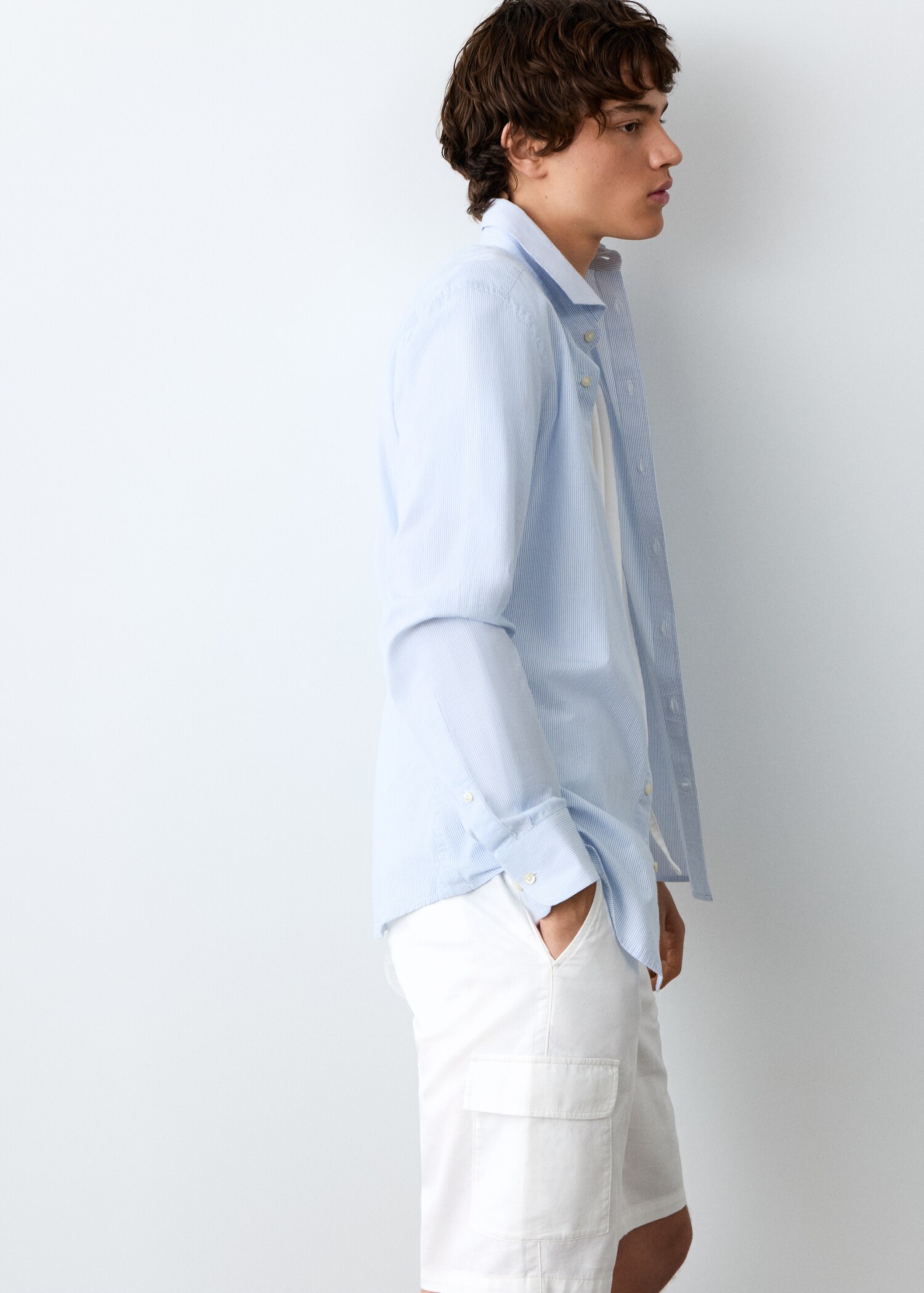 Cotton linen cargo shorts - Medium plane