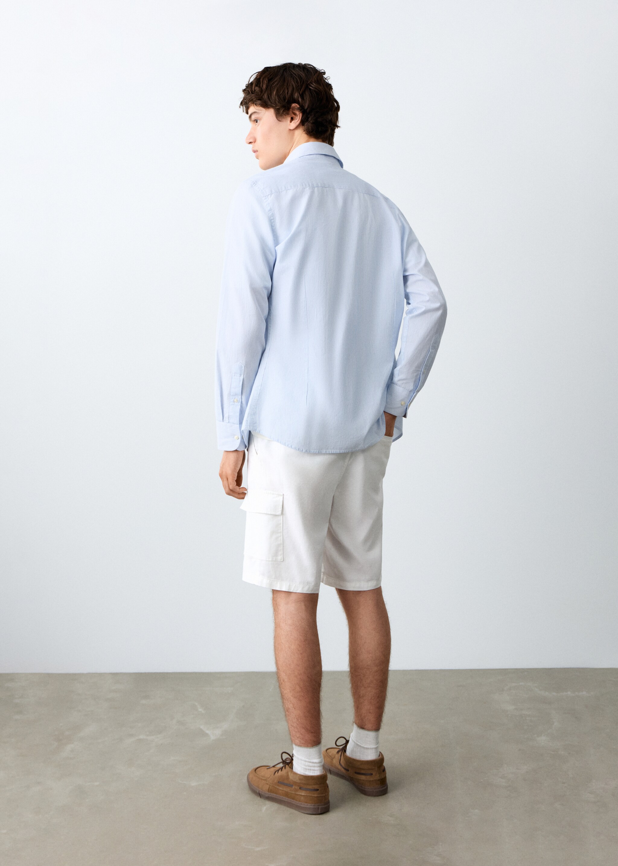 Cotton linen cargo shorts - Reverse of the article, Off White. Ref: 27065931-00.