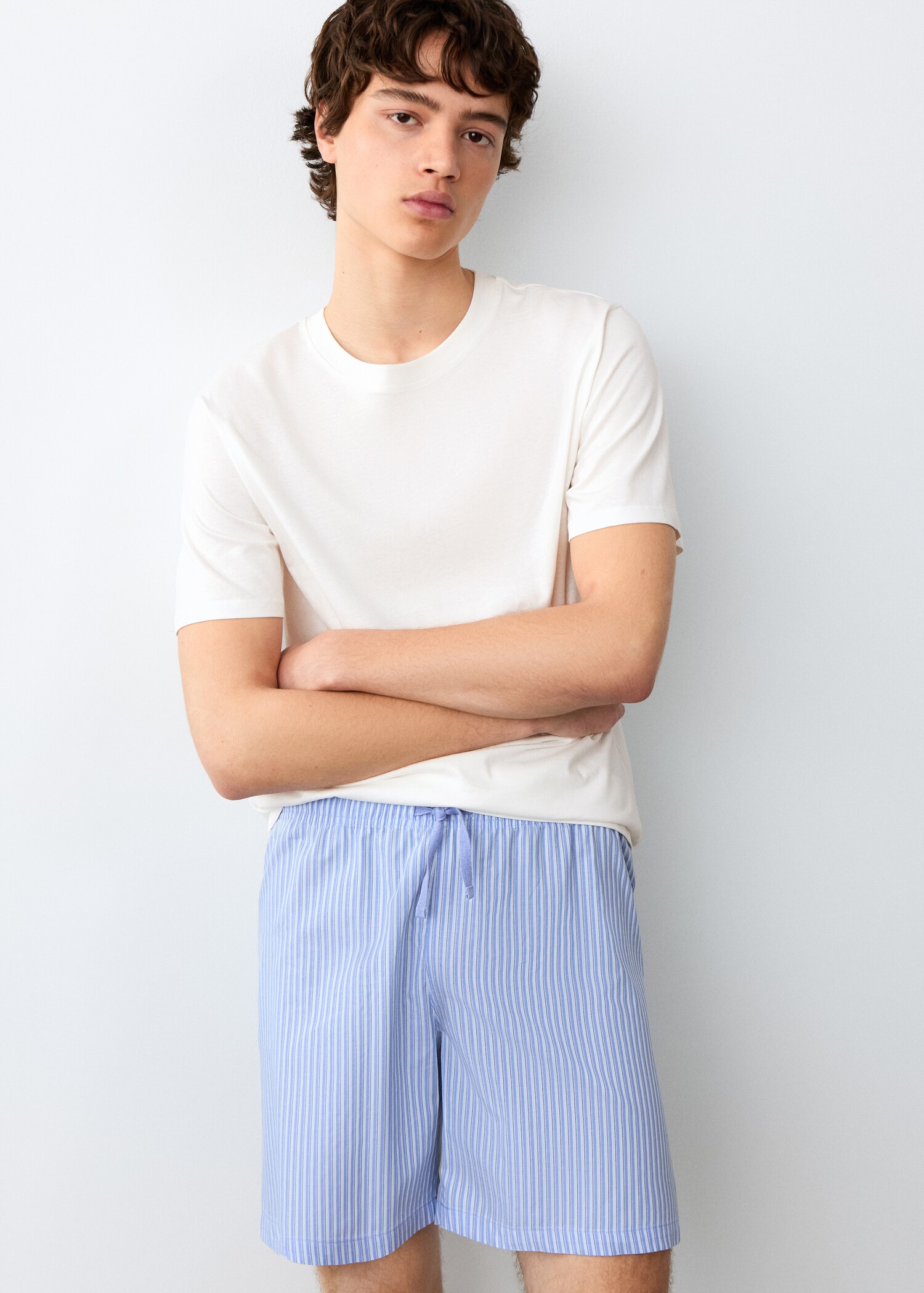 Pyjama court coton rayures - Plan moyen