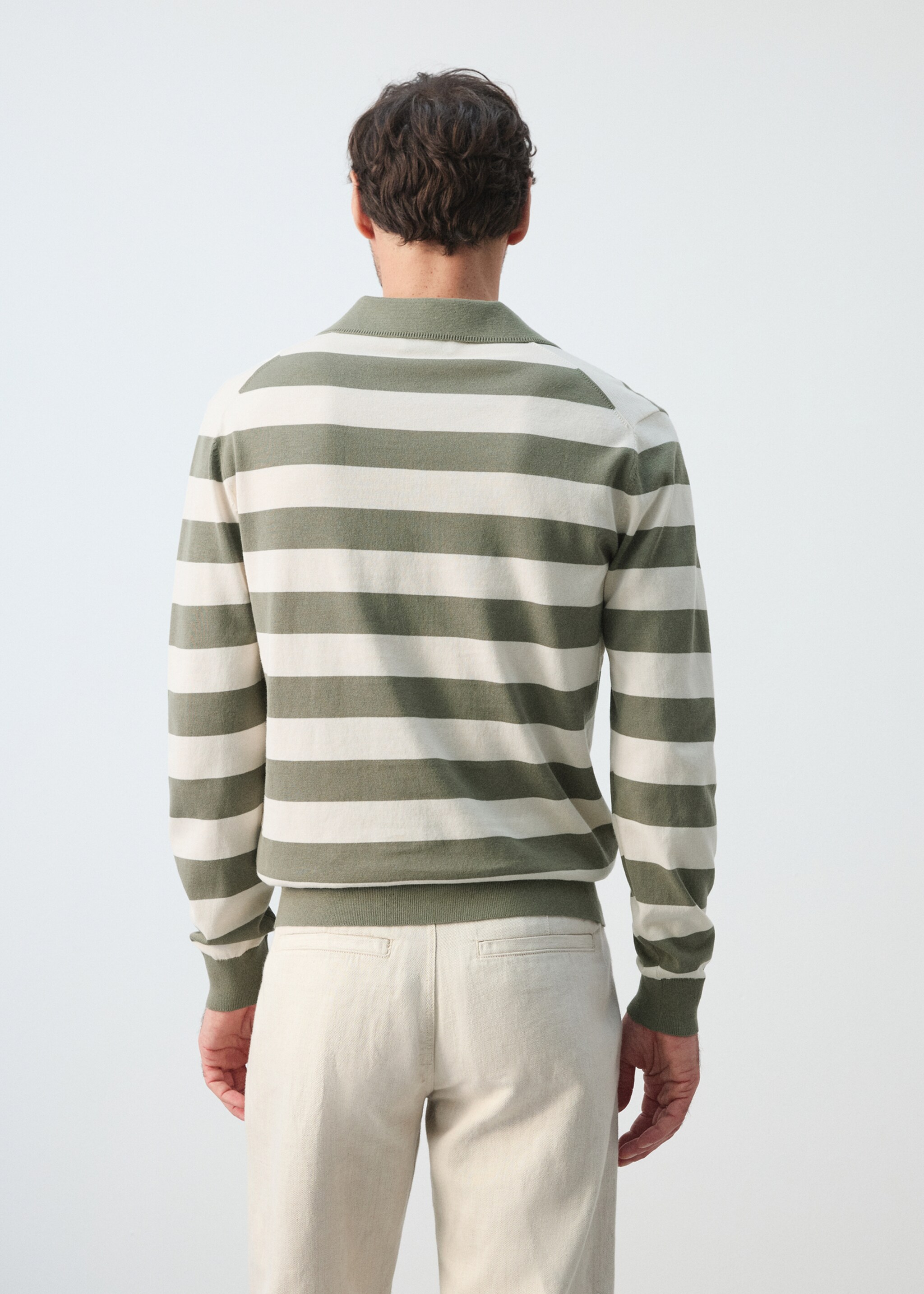 100% cotton fine knit polo jumper - Reverse of the article, Forest Green. Ref: 27065937-00.