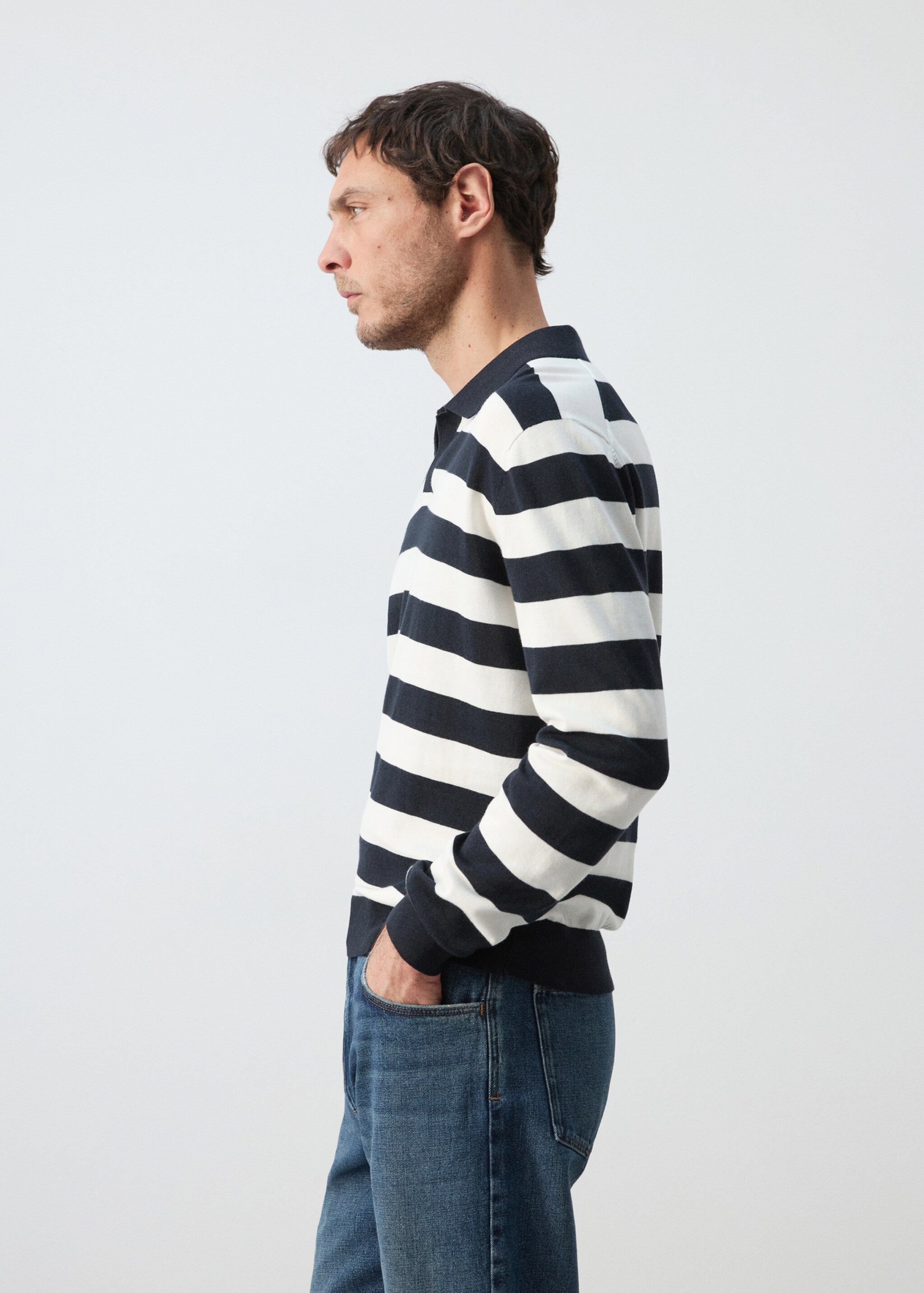 100% cotton fine knit polo jumper - تفاصيل المنتج 6, أزرق غامق. Ref: 27065937-00.