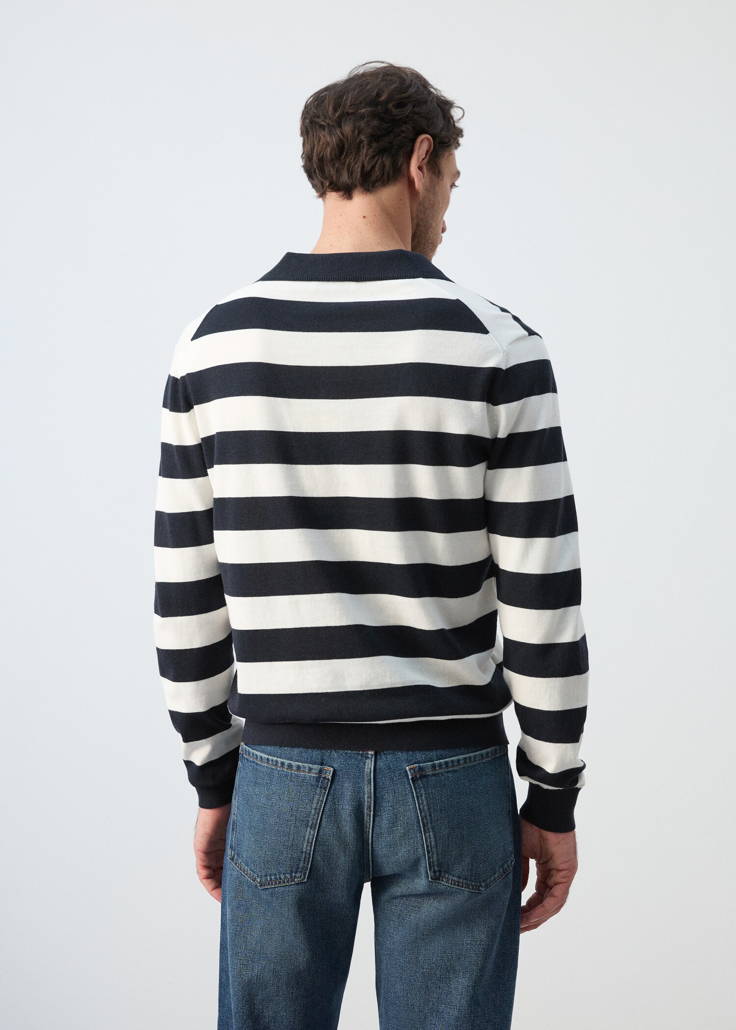 100% cotton fine knit polo jumper - Reverse of the article