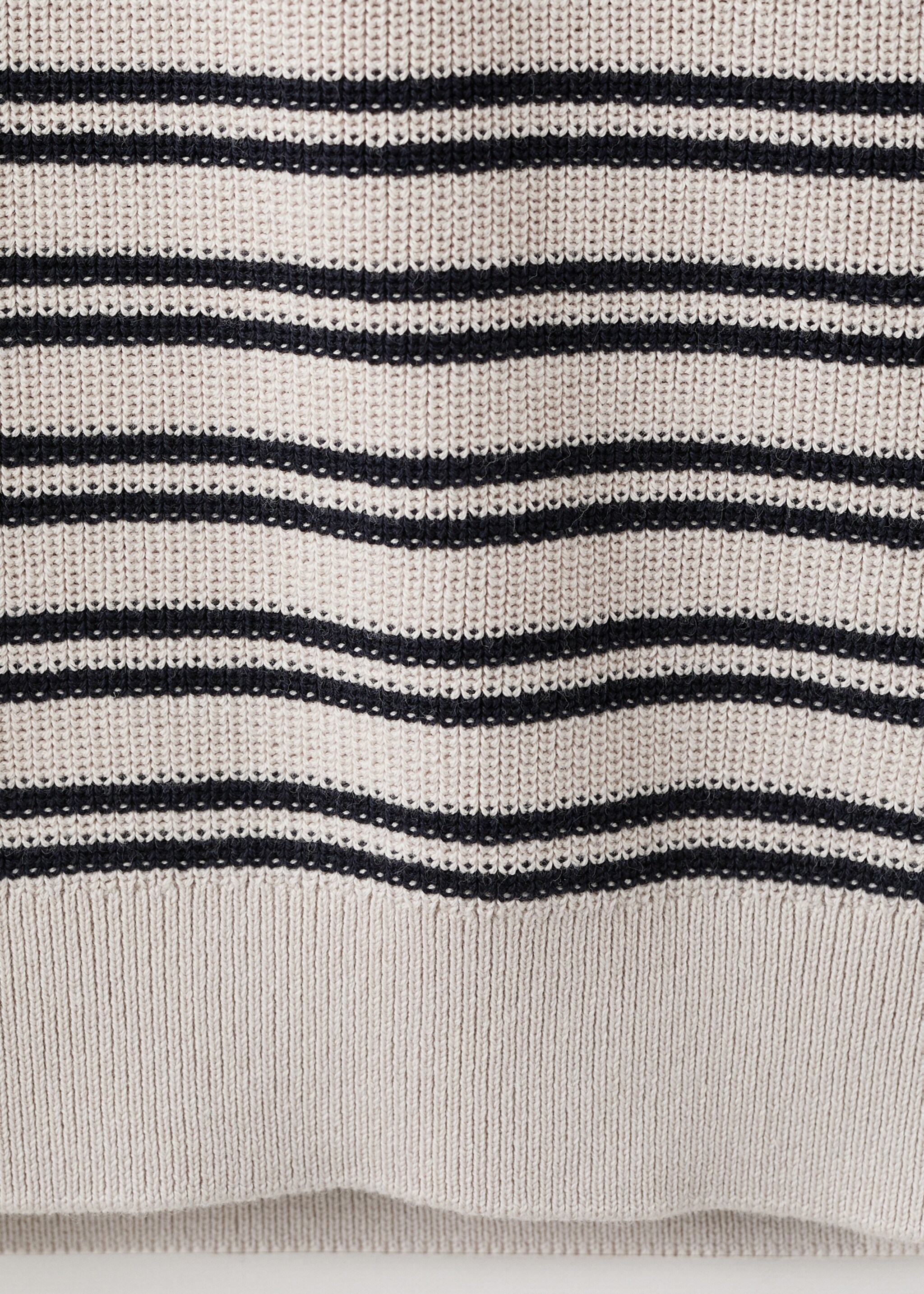 Striped 100% cotton knit polo - Details of the article 0, Beige. Ref: 27065938-00.