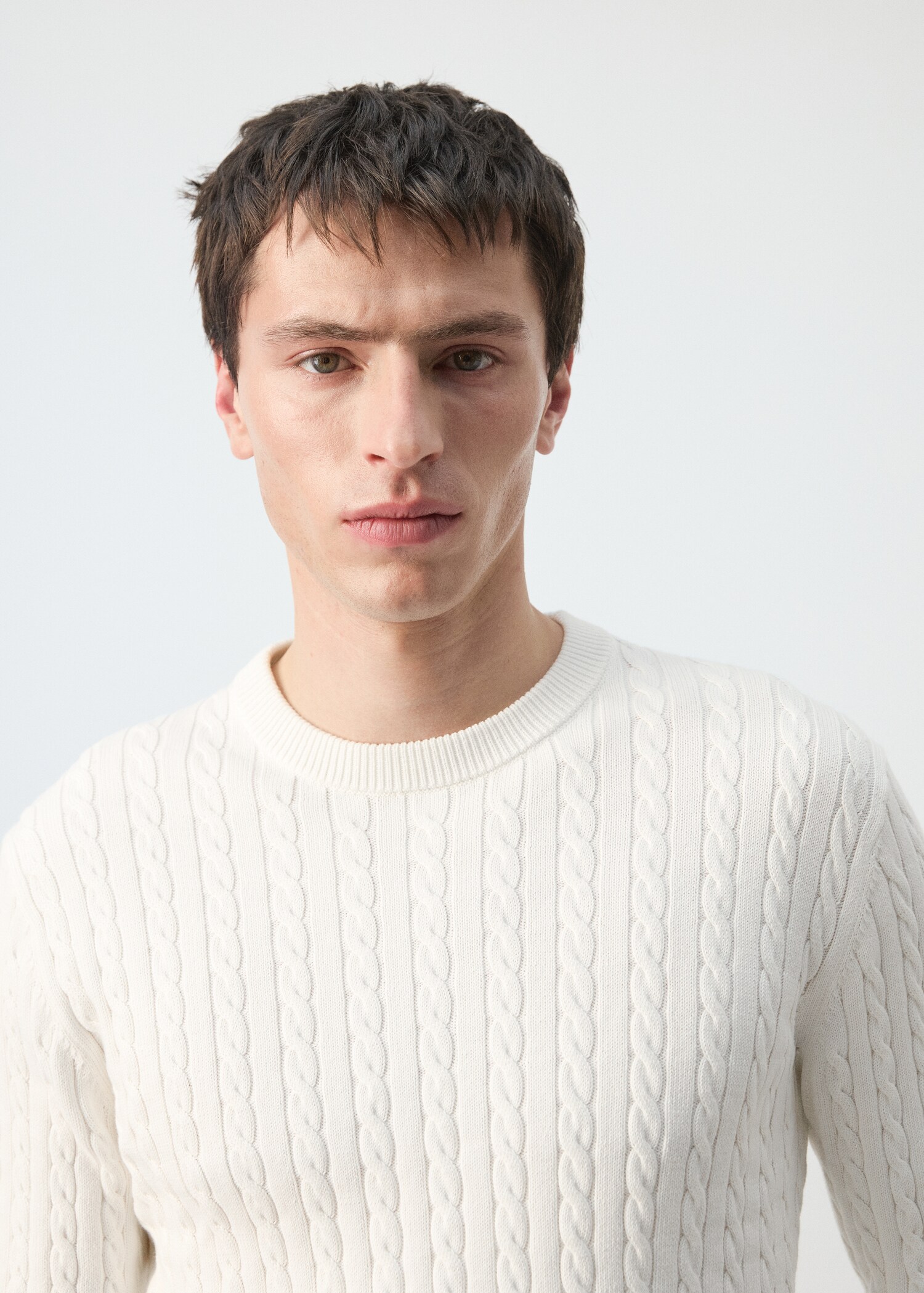 100% cotton cable knit sweater - Details of the article 1
