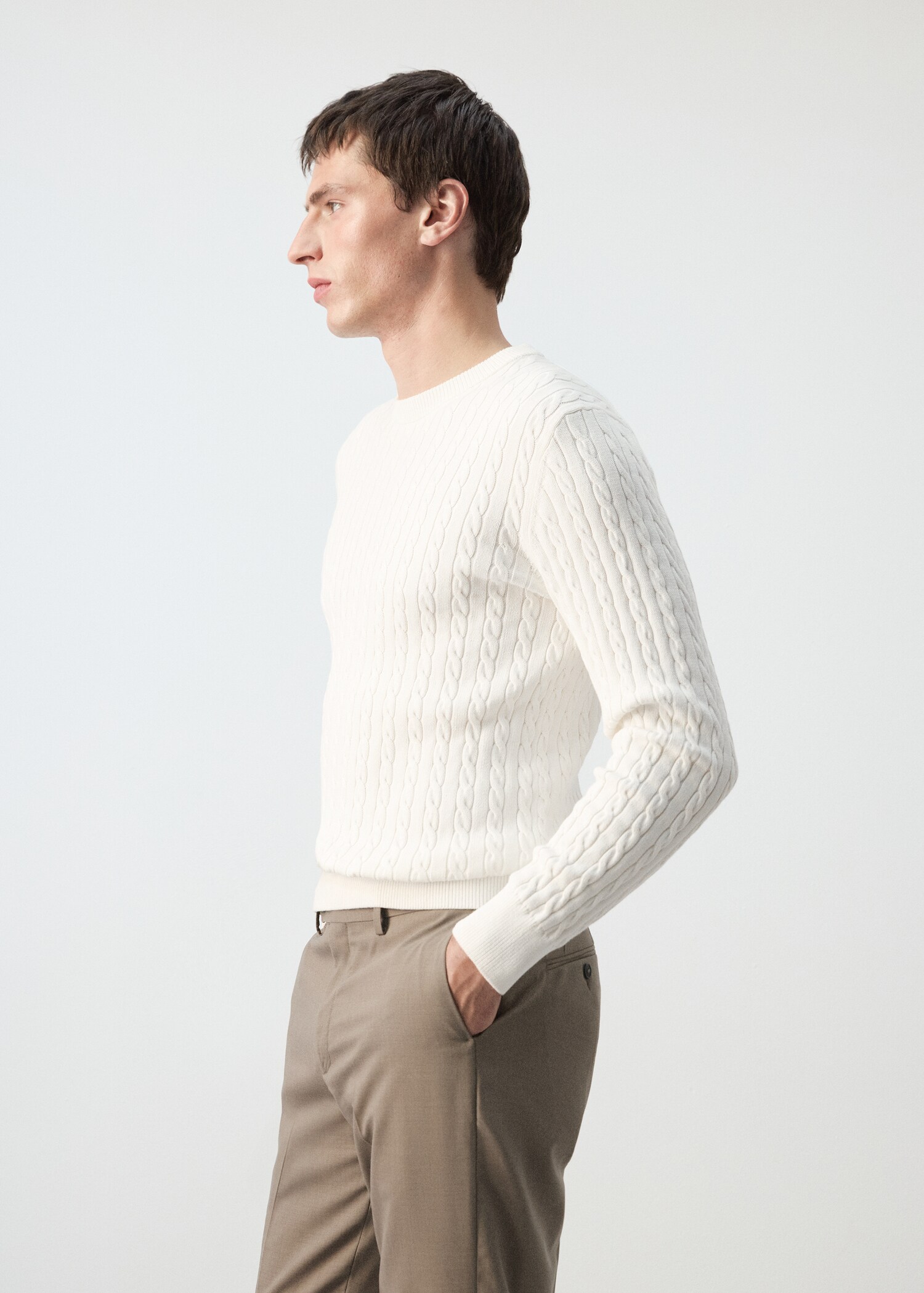 100% cotton cable knit sweater - Details of the article 2