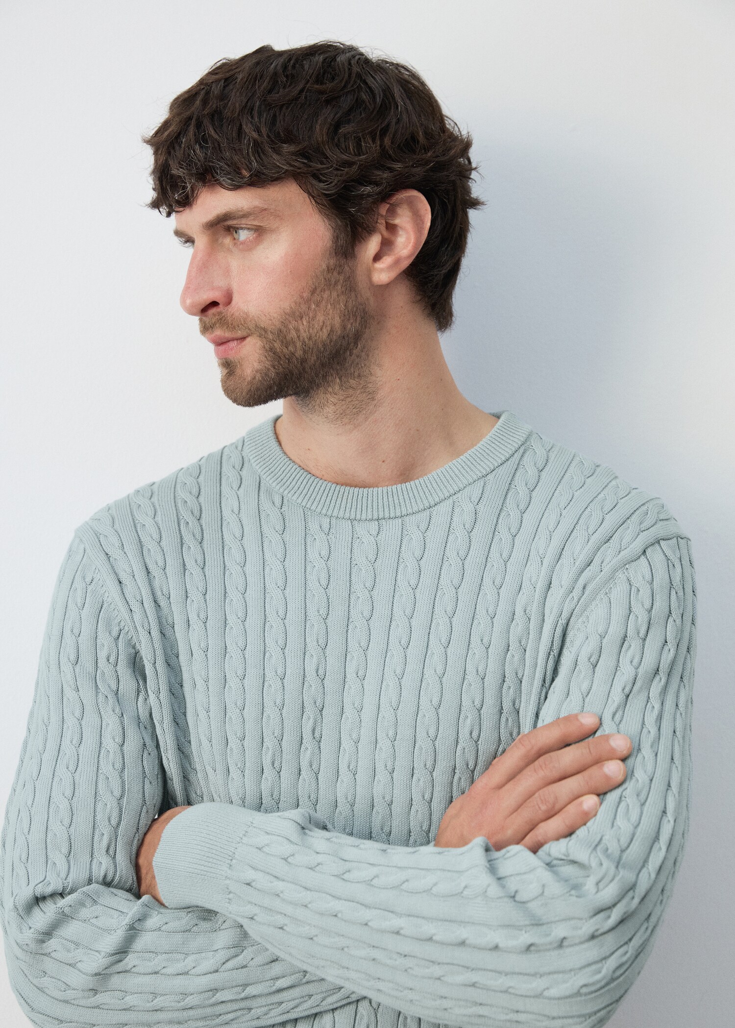 100% cotton cable knit sweater - Details of the article 1