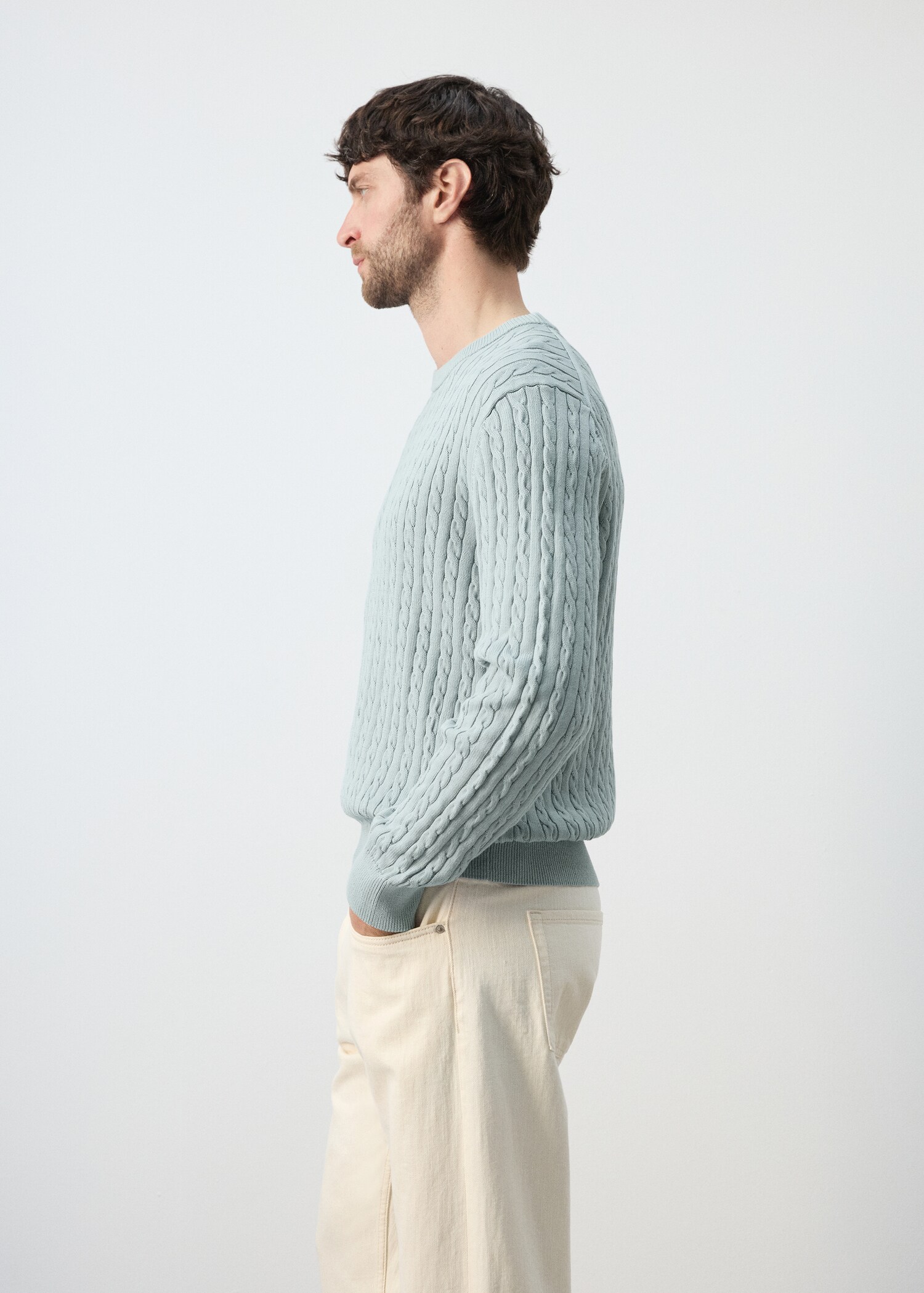 100% cotton cable knit sweater - Details of the article 2