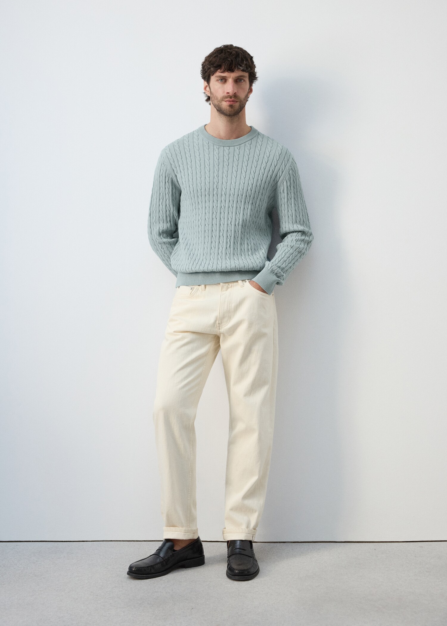 100% cotton cable knit sweater - Details of the article 6