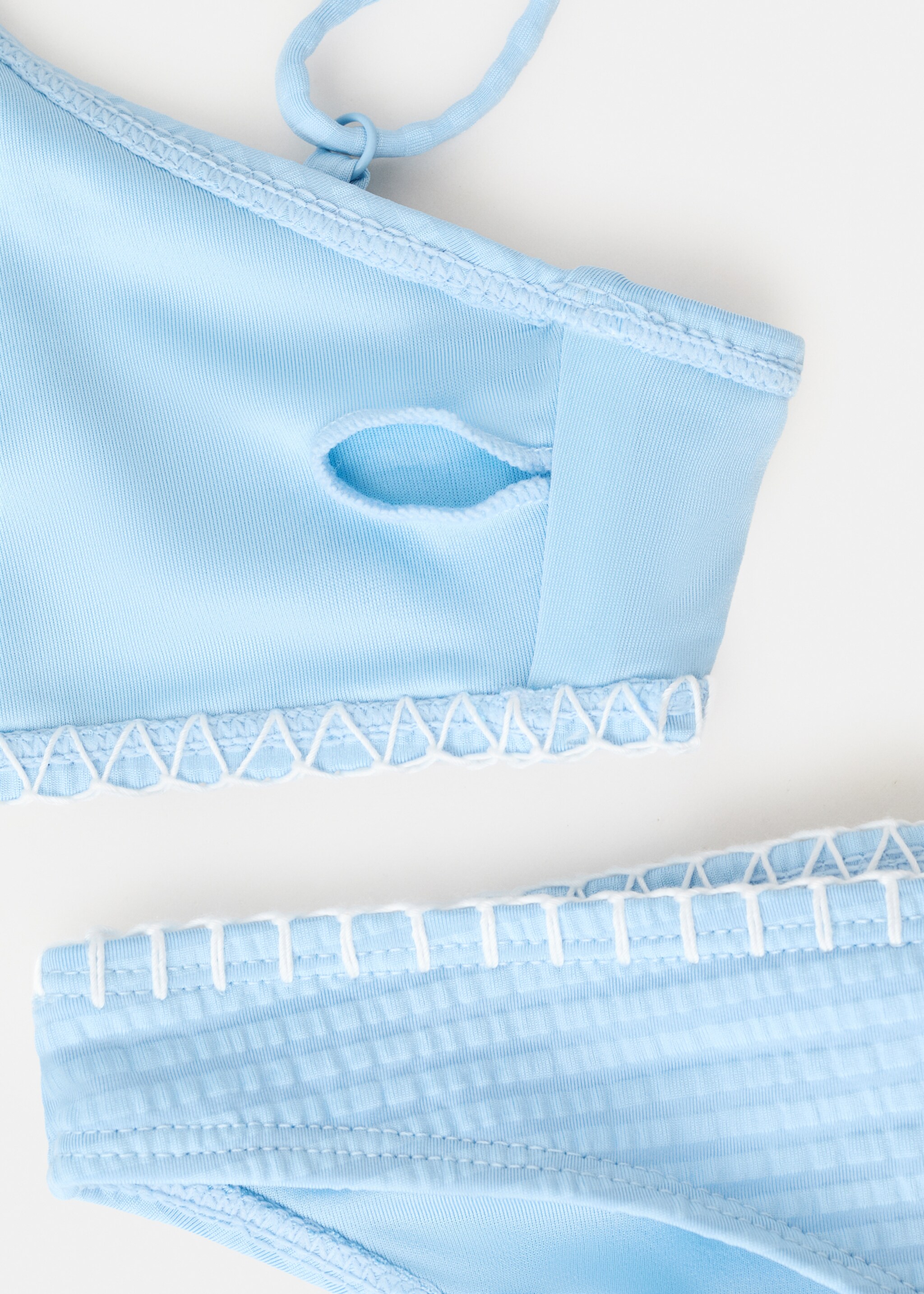 Ruched bikini with classic briefs - Details of the article 0, Blue. Ref: 27065944-00.
